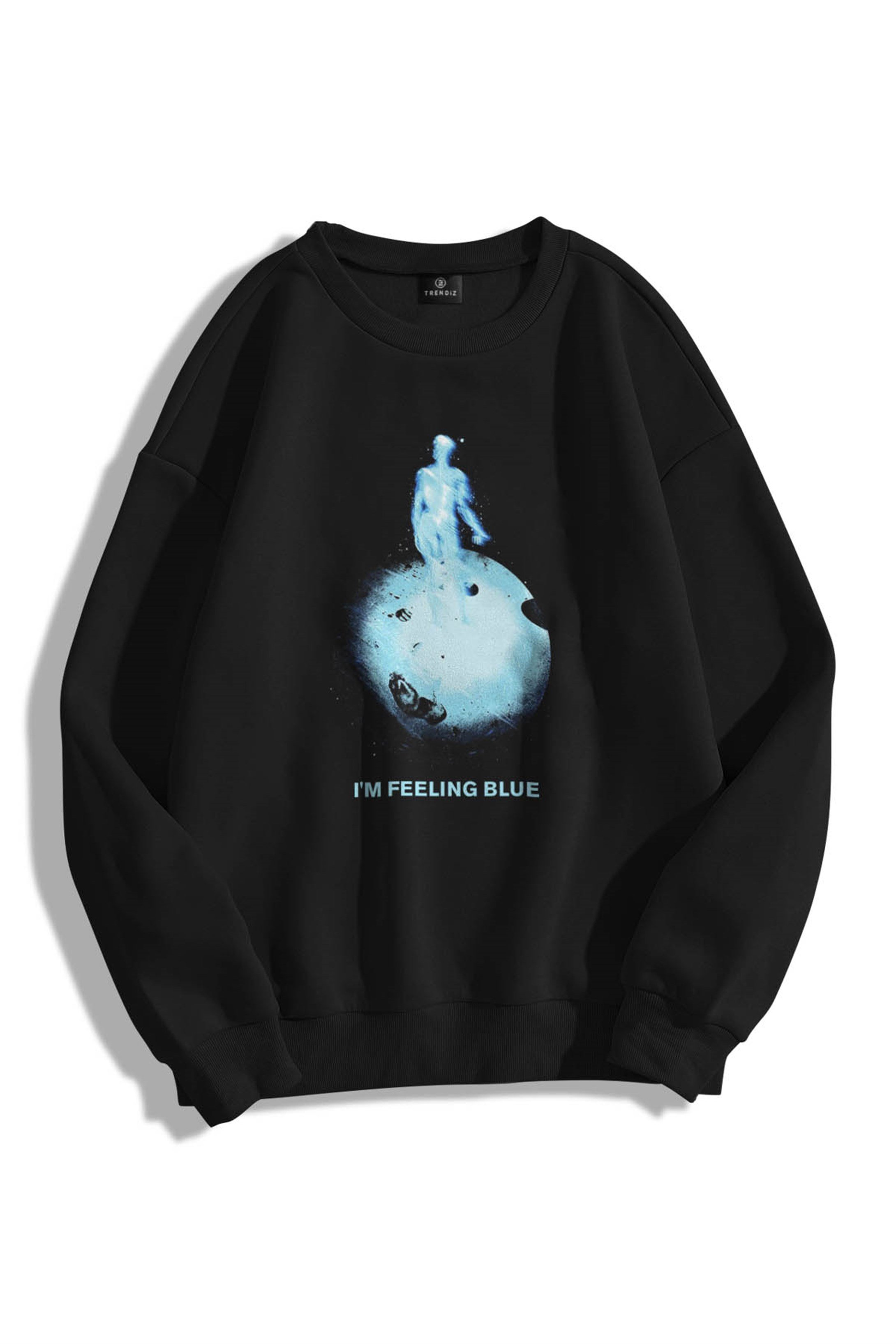Trendiz Unisex Feeling Blue Bisiklet Yaka Sweatshirt Hoodie