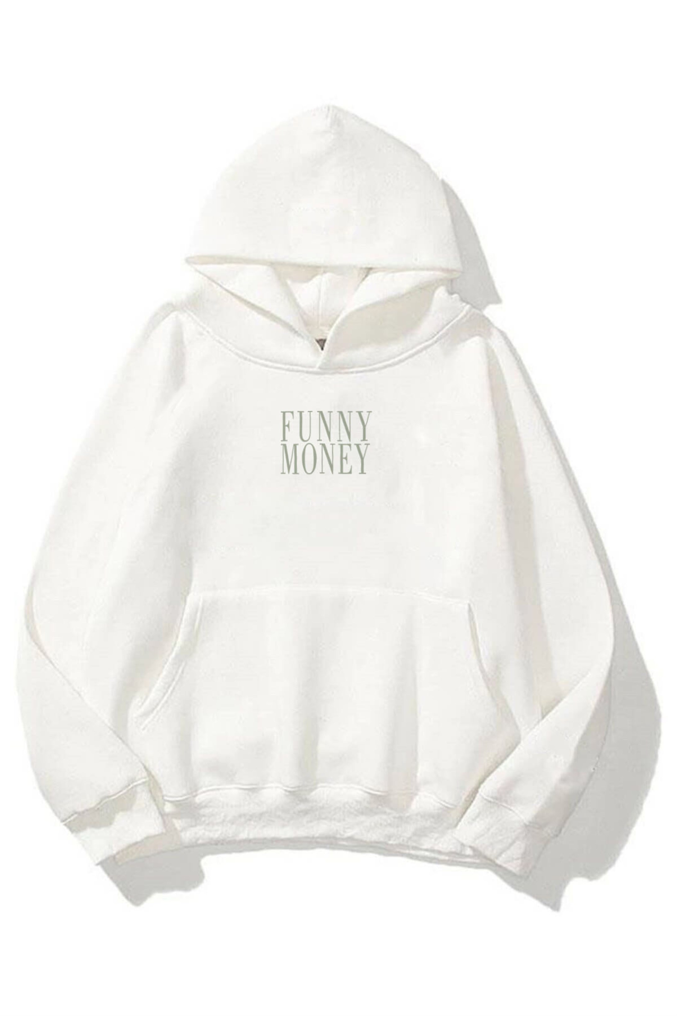 Trendiz Unisex Funny Money Sweatshirt Hoodie Beyaz