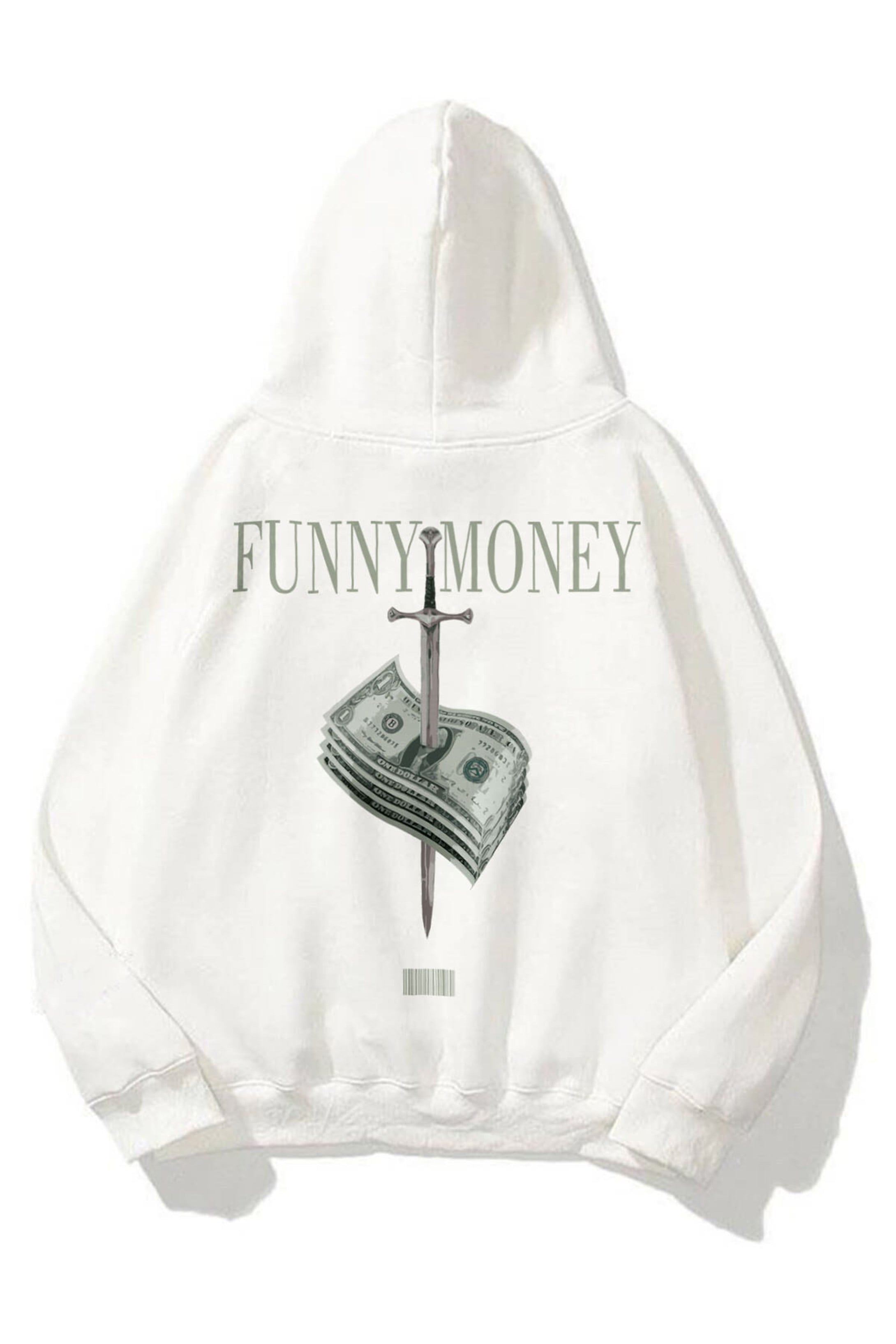 Trendiz Unisex Funny Money Sweatshirt Hoodie Beyaz