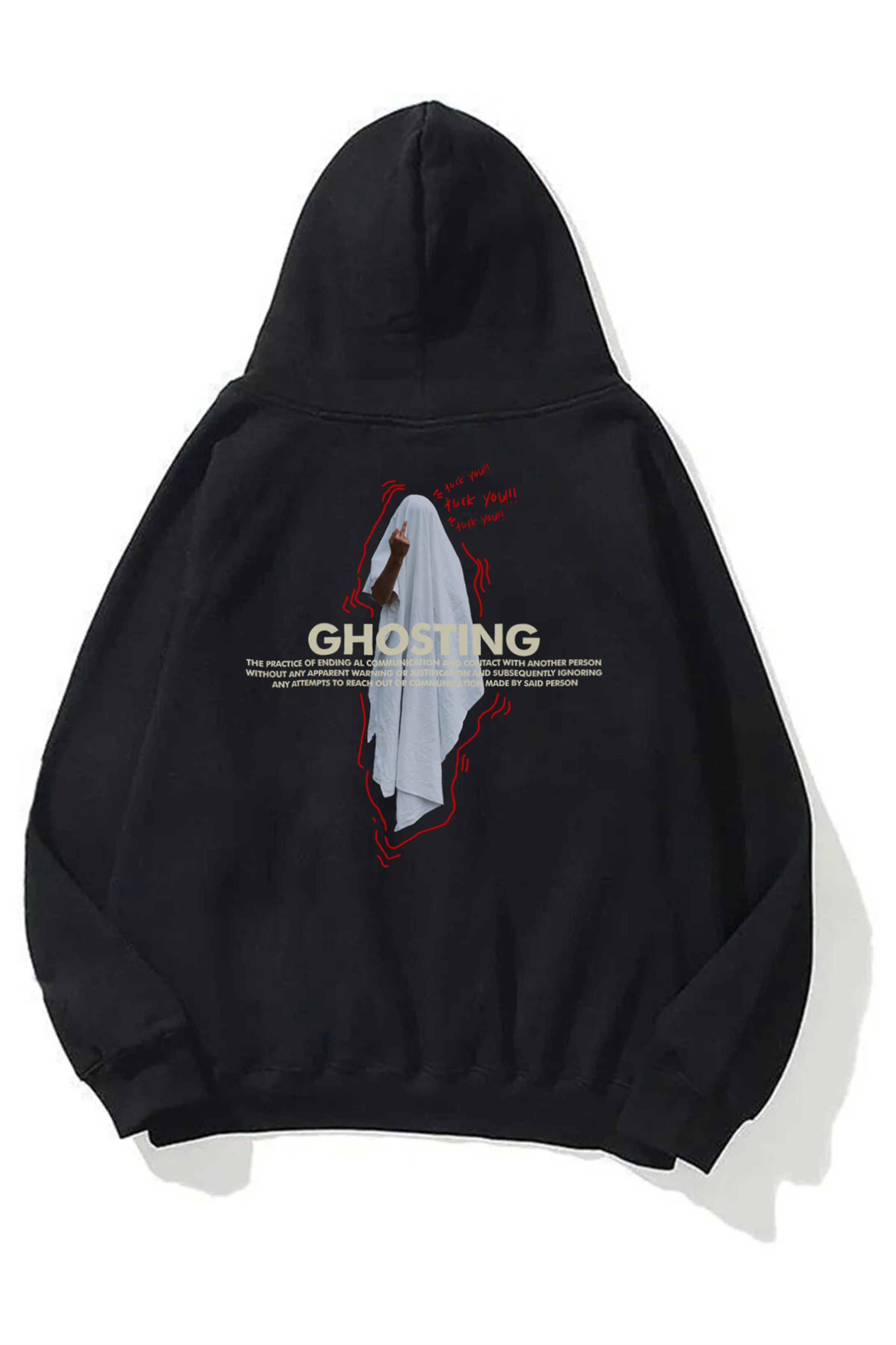 Trendiz Unisex Ghosting Siyah Sweatshirt Hoodie
