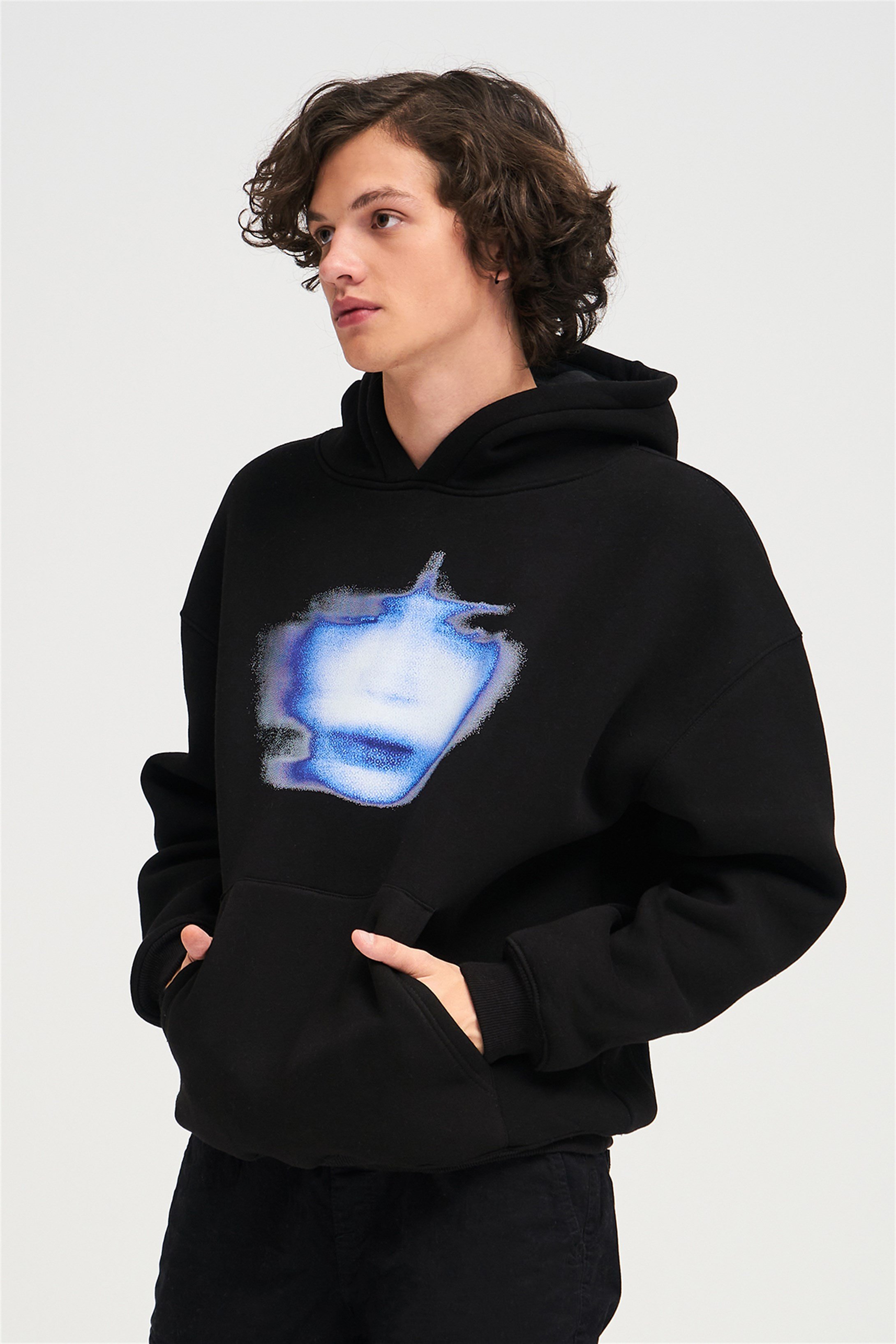 Trendiz Unisex Girl Face Sweatshirt Hoodie Siyah