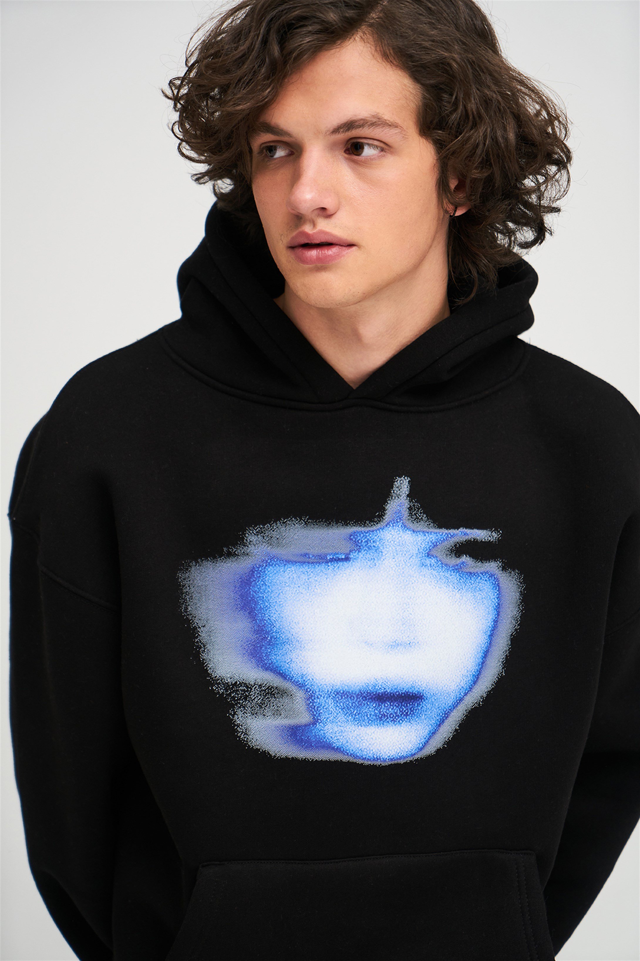 Trendiz Unisex Girl Face Sweatshirt Hoodie Siyah