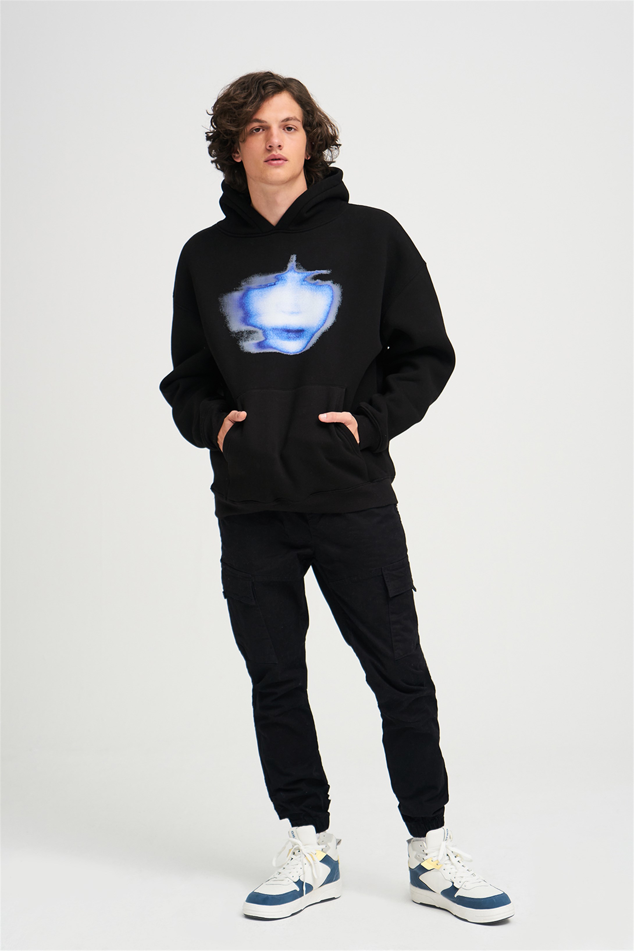 Trendiz Unisex Girl Face Sweatshirt Hoodie Siyah