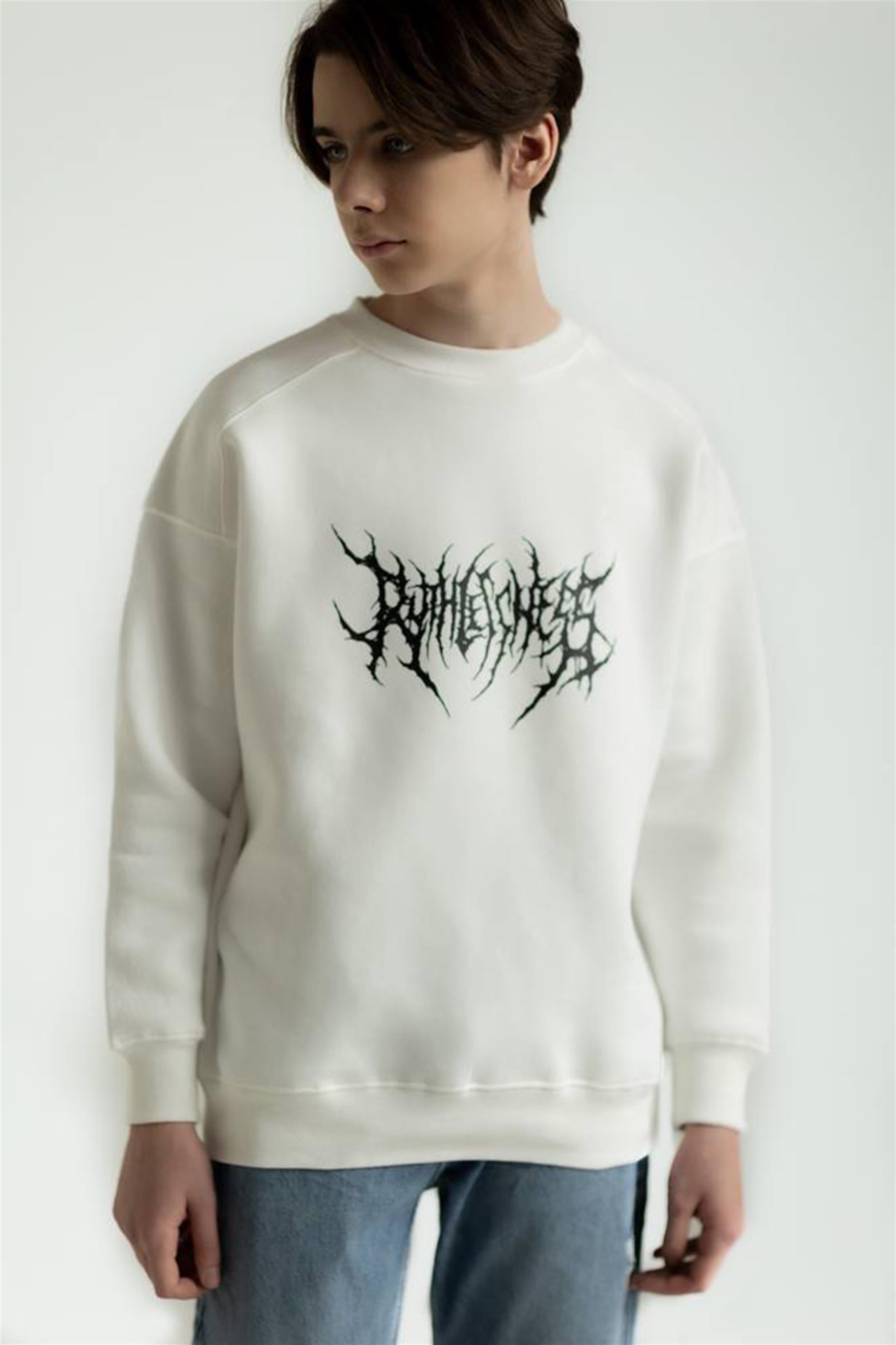 Trendiz Unisex Gothic Ruthless Bisiklet Yaka Sweatshirt Hoodie