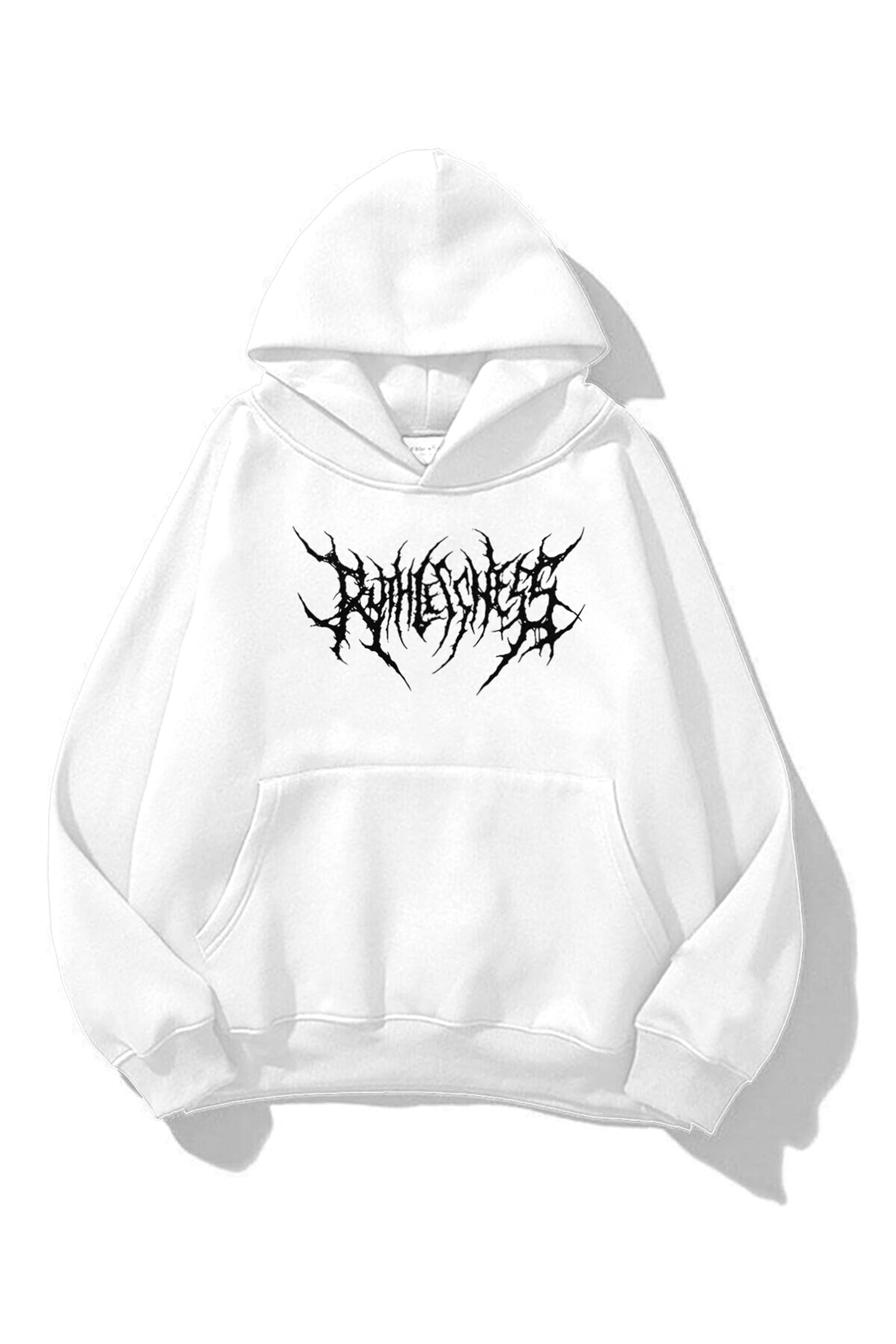 Trendiz Unisex Gothic Ruthless Sweatshirt Hoodie Beyaz