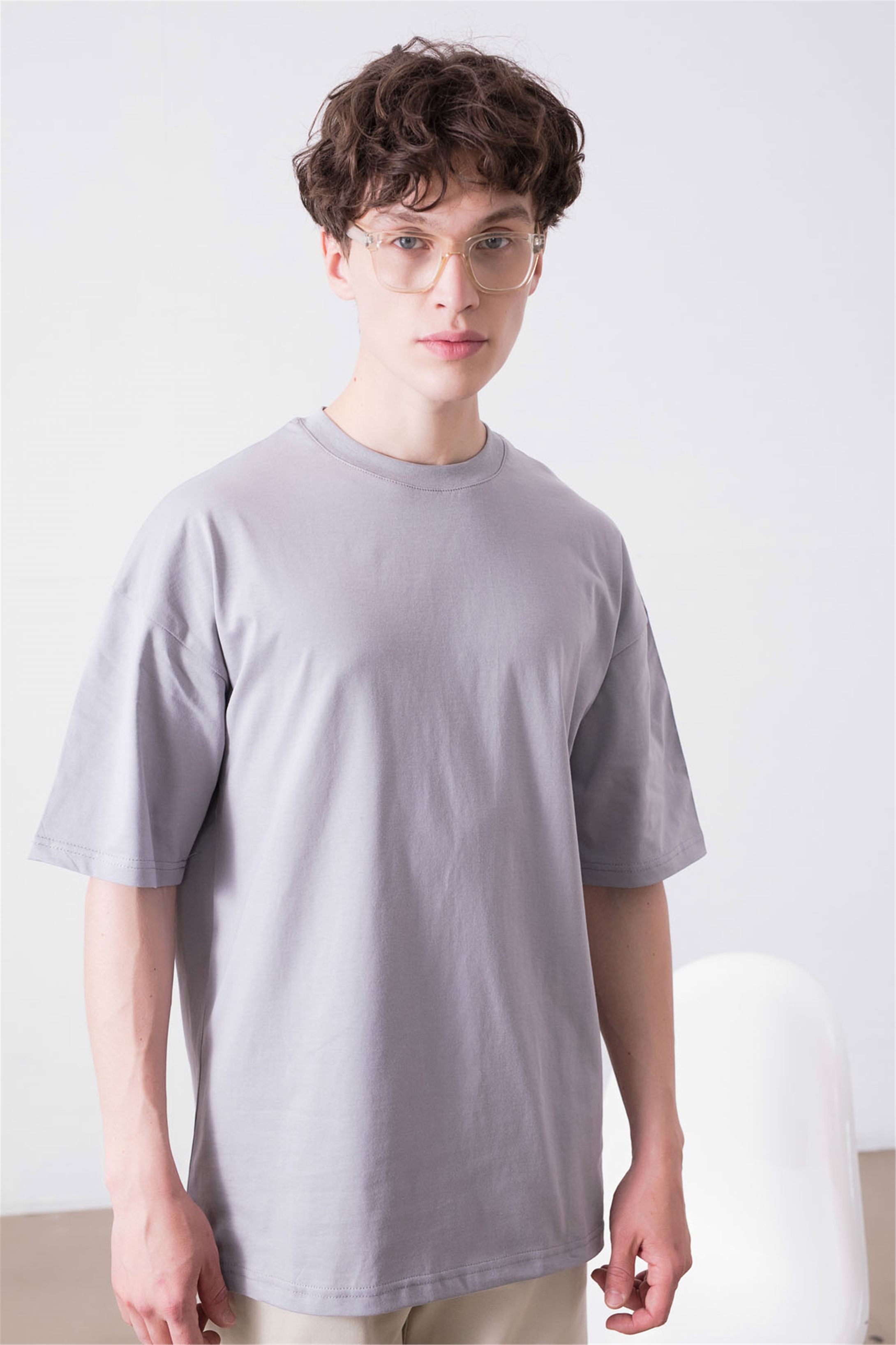 Trendiz Unisex Gri Basic Tshirt