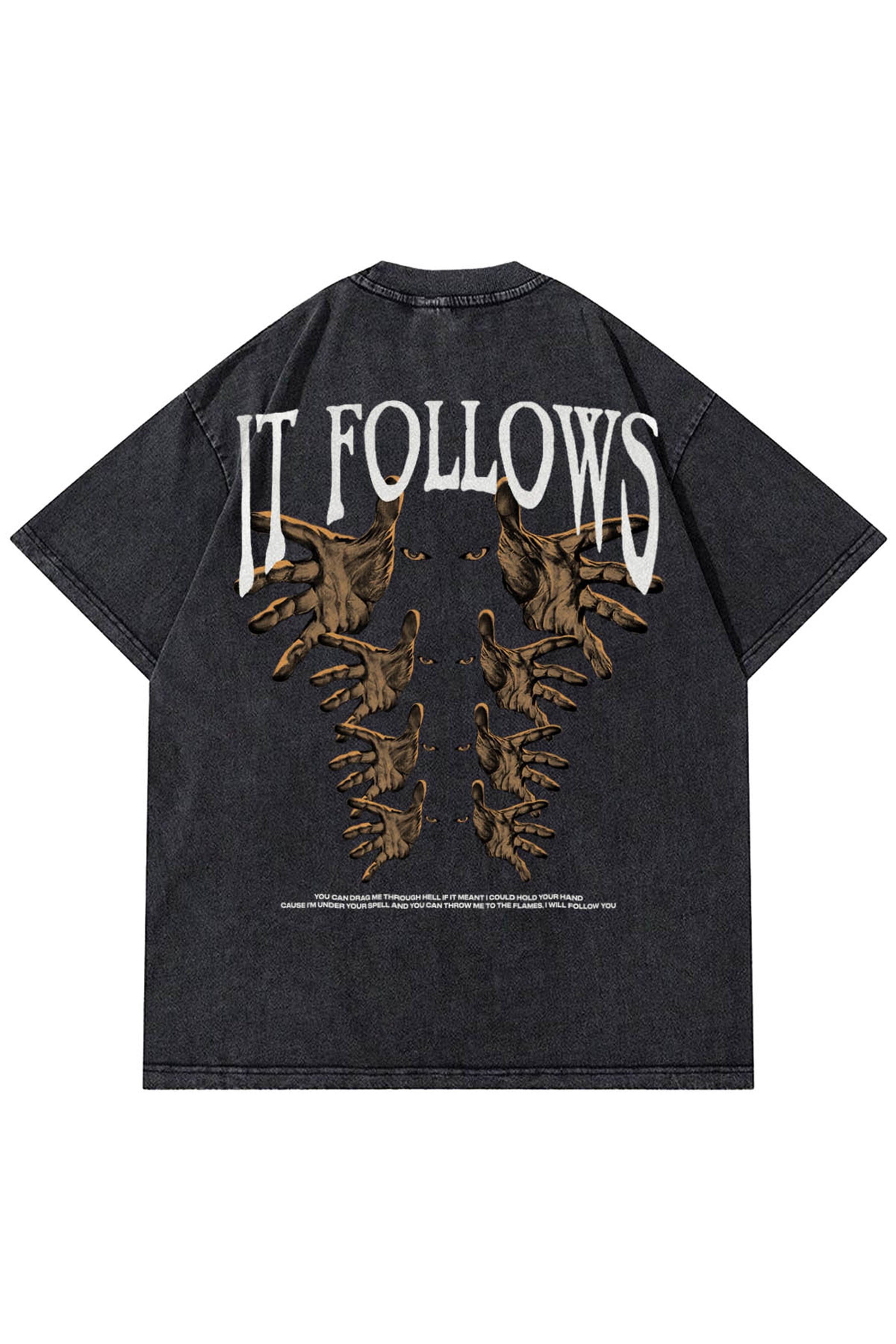 Trendiz Unisex Gri  İt Follows Yıkamalı Tshirt
