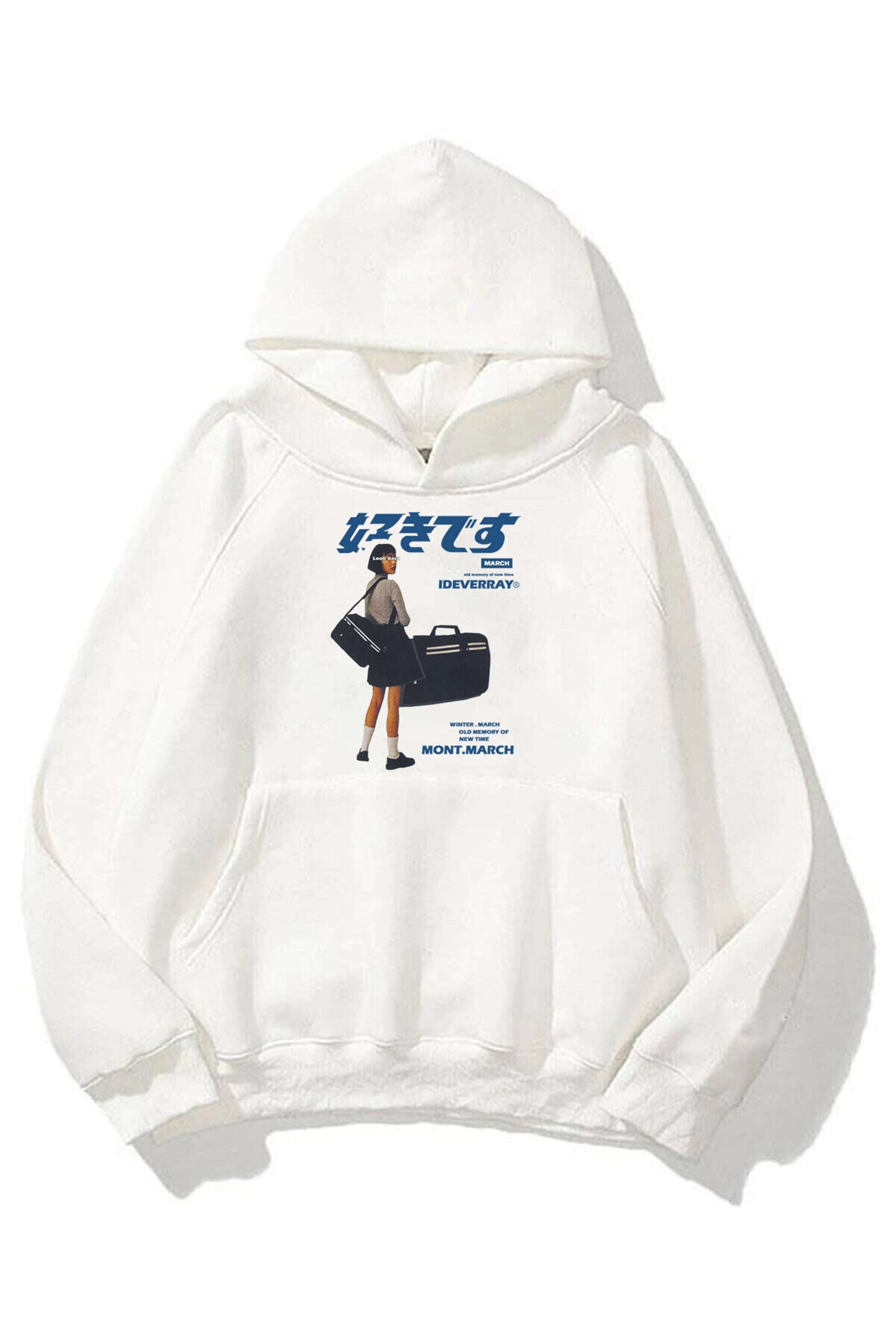 Trendiz Unisex Harajuku Girl Beyaz Sweatshirt Hoodie
