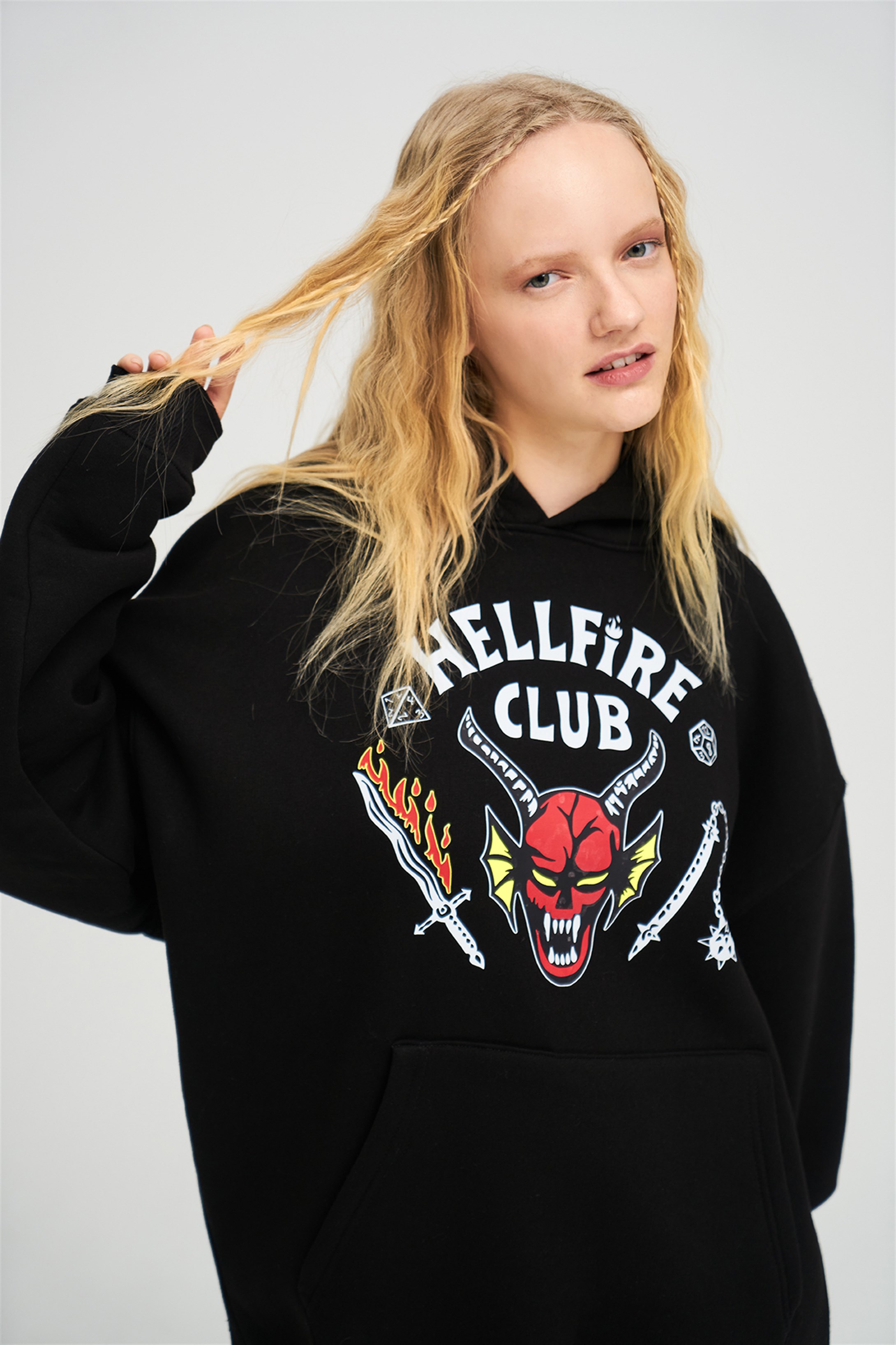 Trendiz Unisex Hell Fire Club Sweatshirt Hoodie Siyah
