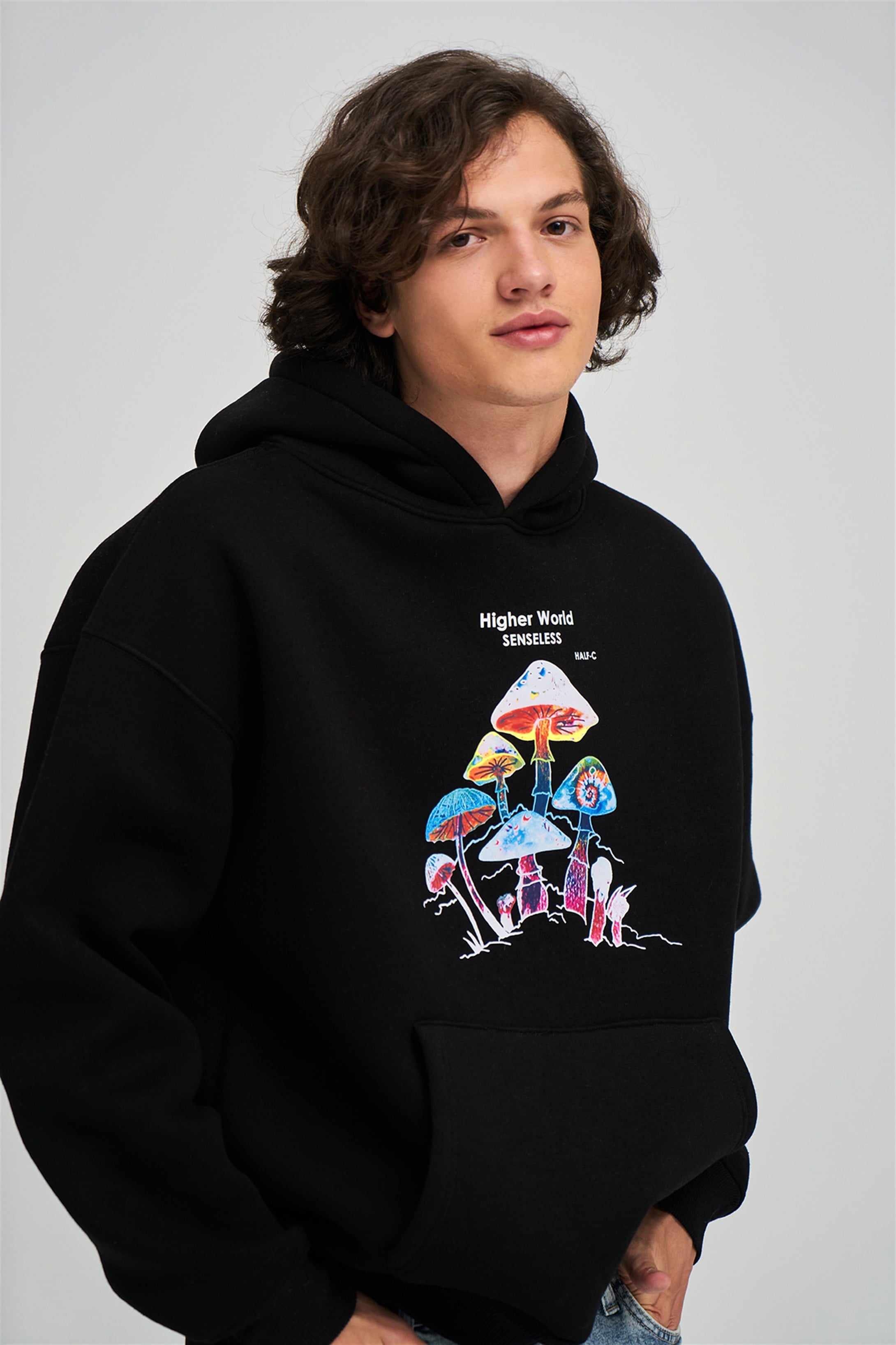 Trendiz Unisex Higher World Siyah Sweatshirt Hoodie