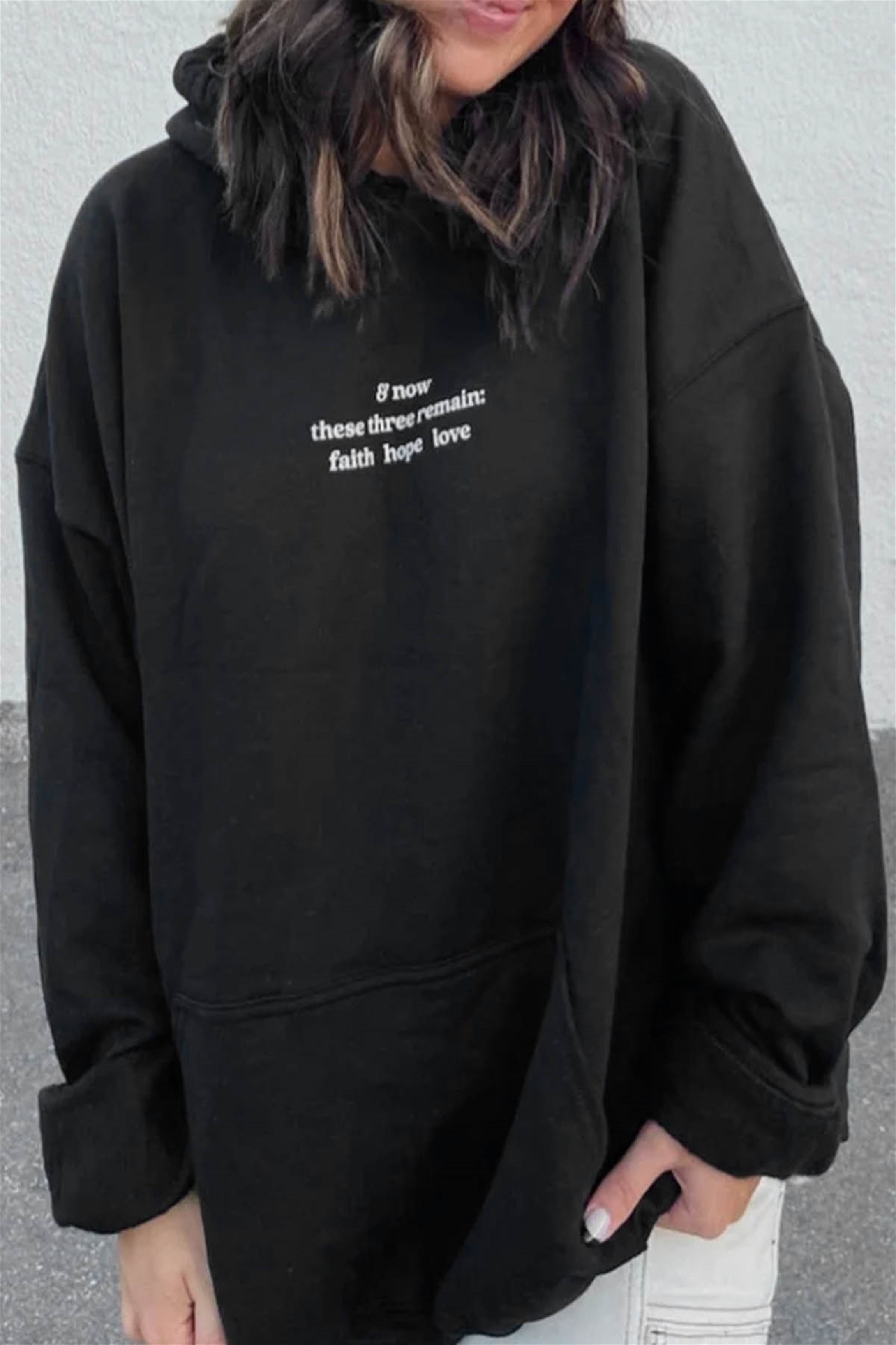 Trendiz Unisex Hope Love Siyah Sweatshirt Hoodie
