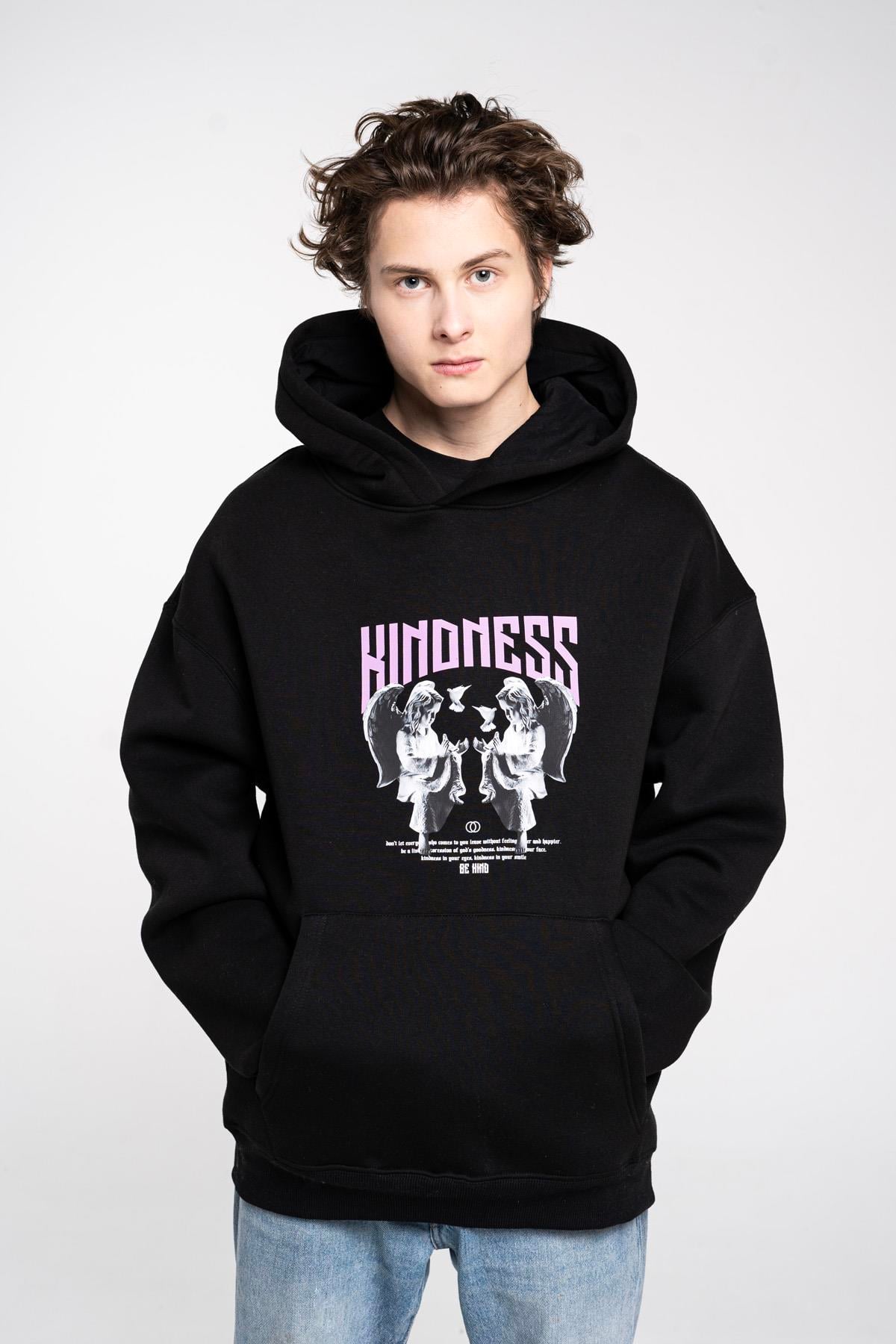 Trendiz Unisex Kindness Sweatshirt Hoodie Siyah
