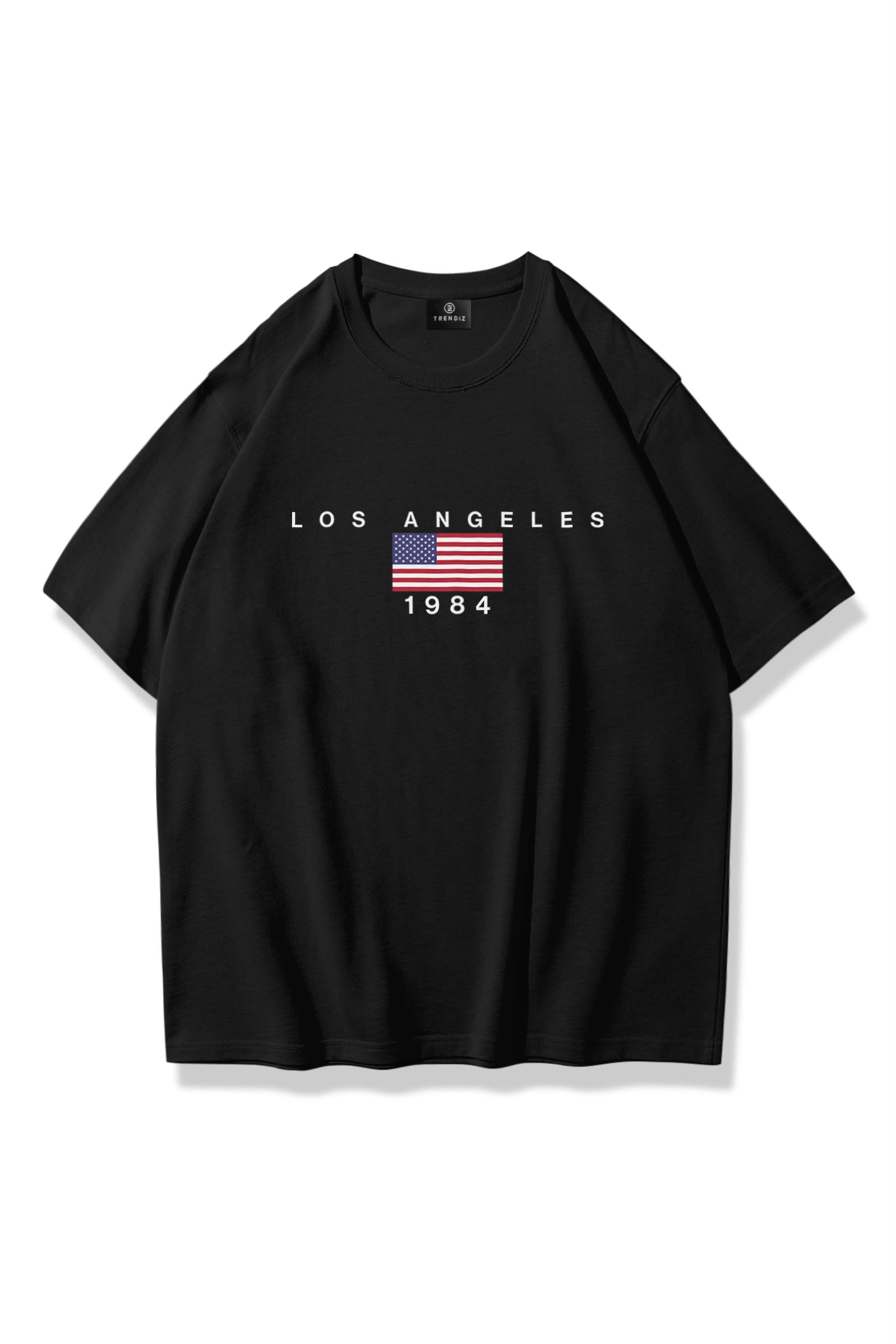 Trendiz Unisex Los Angeles 1984 Tshirt Siyah