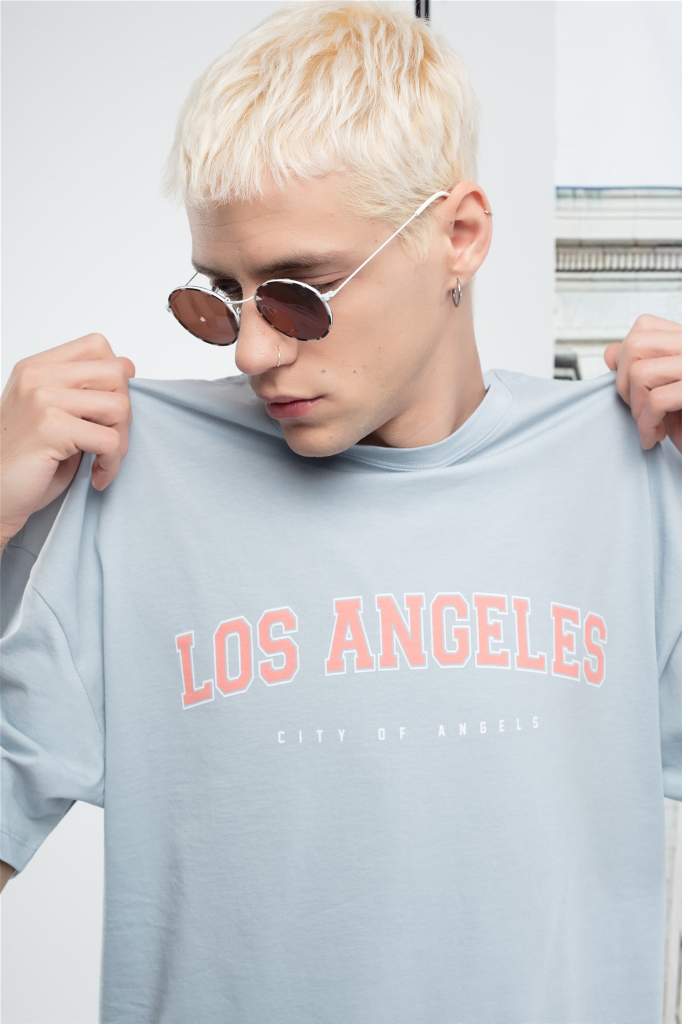 Trendiz Erkek Los Angeles Tshirt Mavi