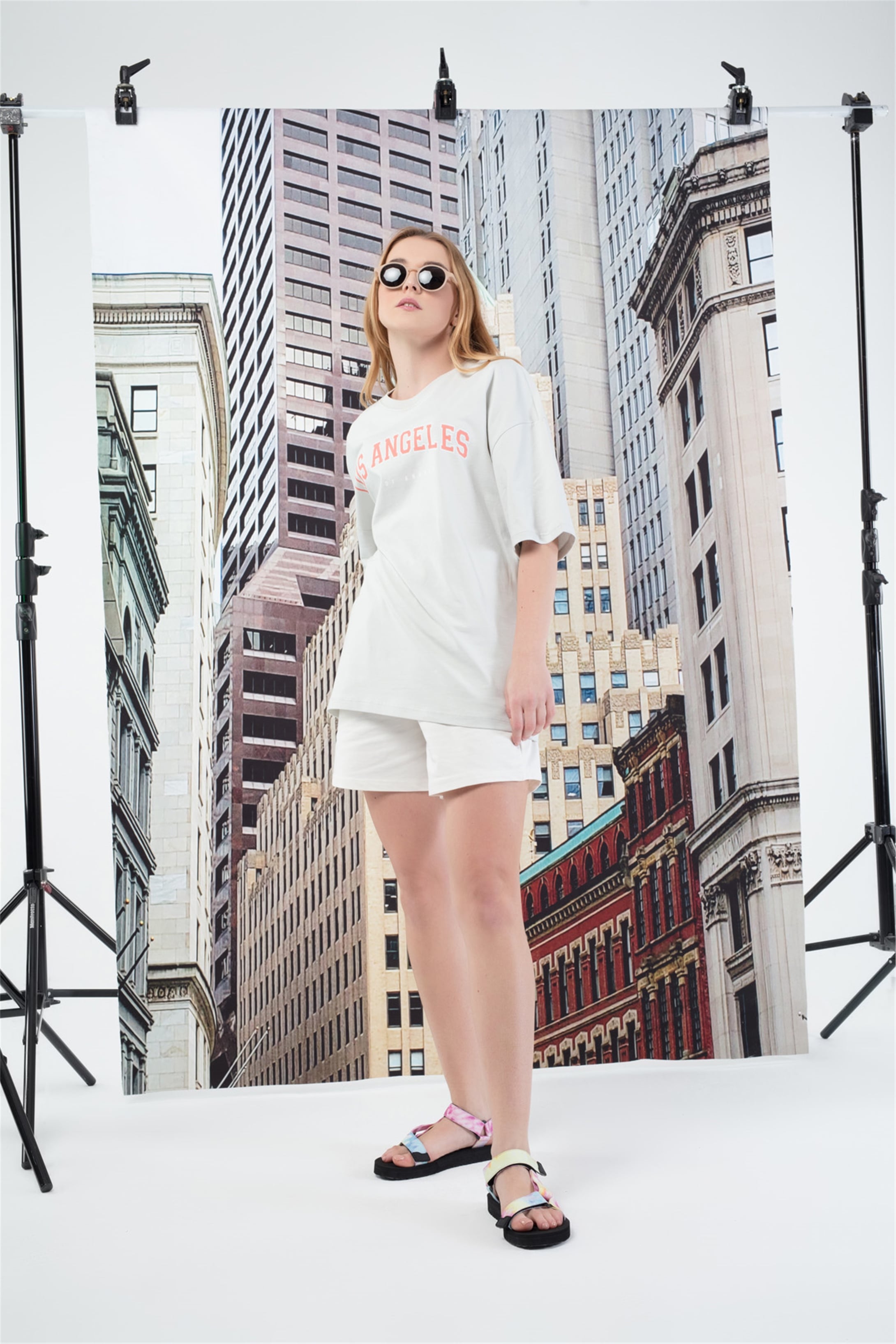 Trendiz Kadın Los Angeles Tshirt Taş