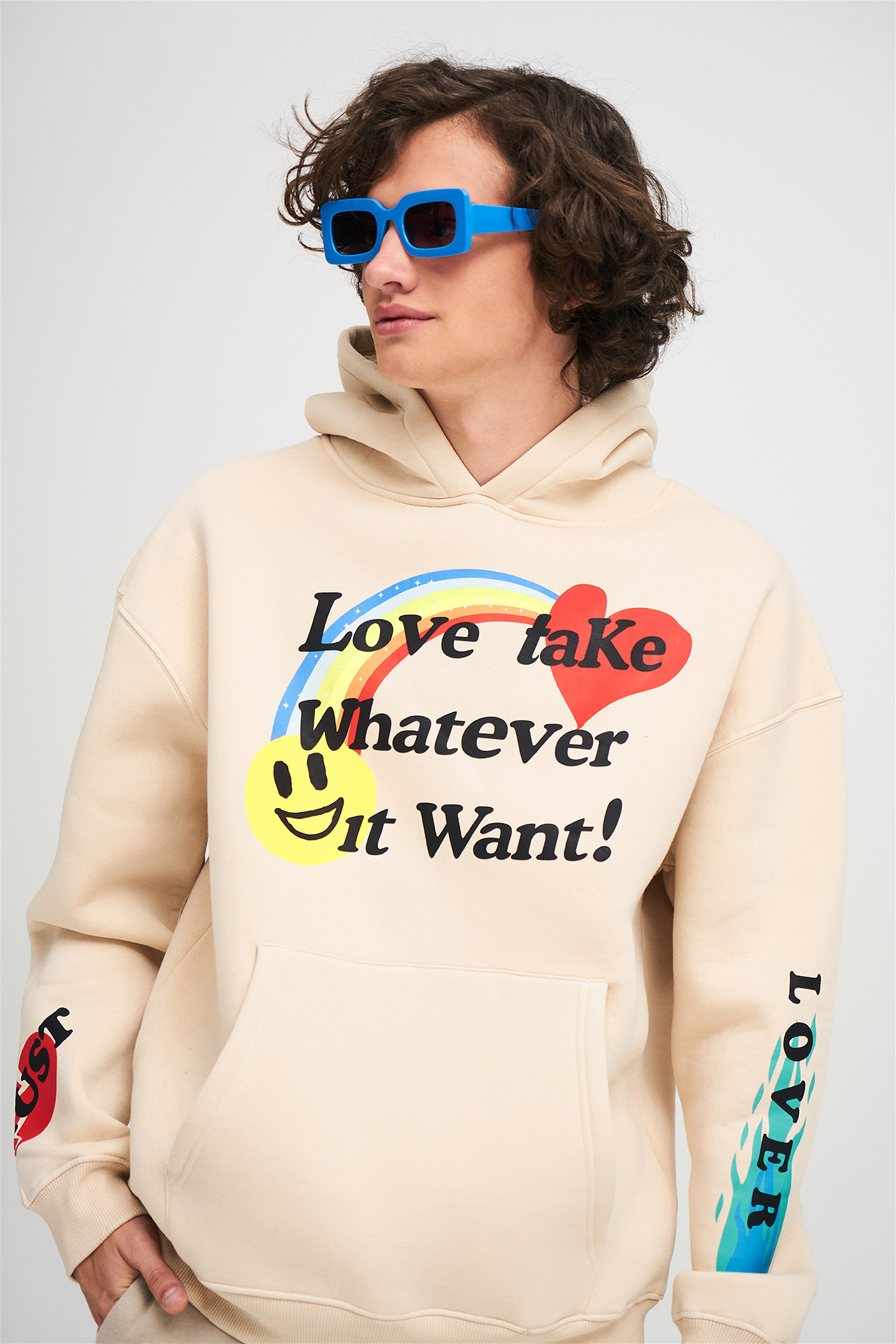 Trendiz Unisex Love Take Whatever Sweatshirt Hoodie Taş