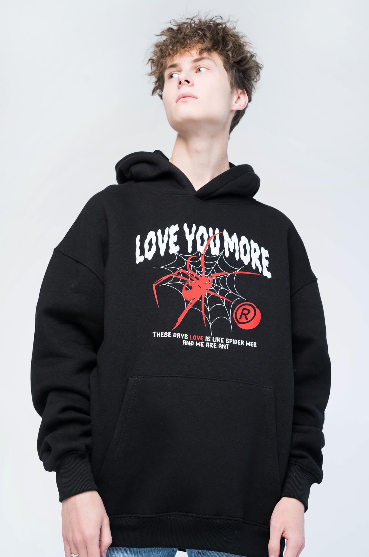 Trendiz Unisex Love You More Sweatshirt Hoodie Siyah