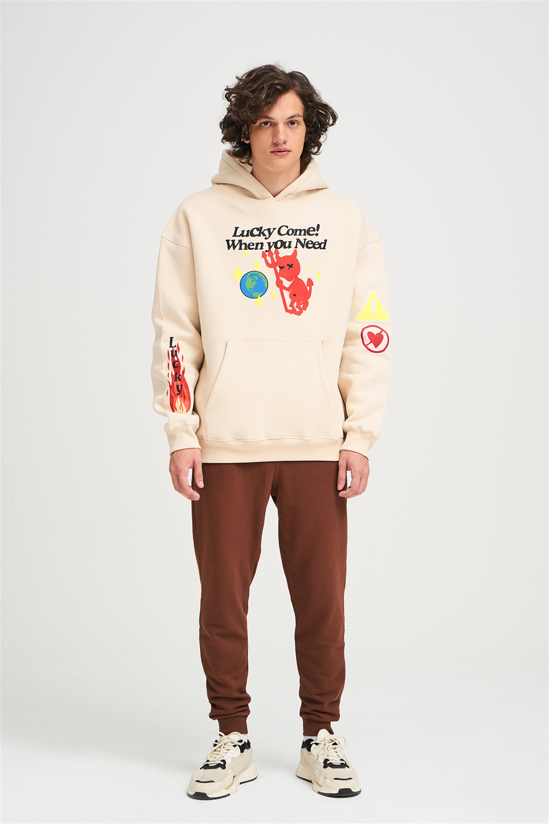 Trendiz Unisex Lucky Come Sweatshirt Hoodie Taş