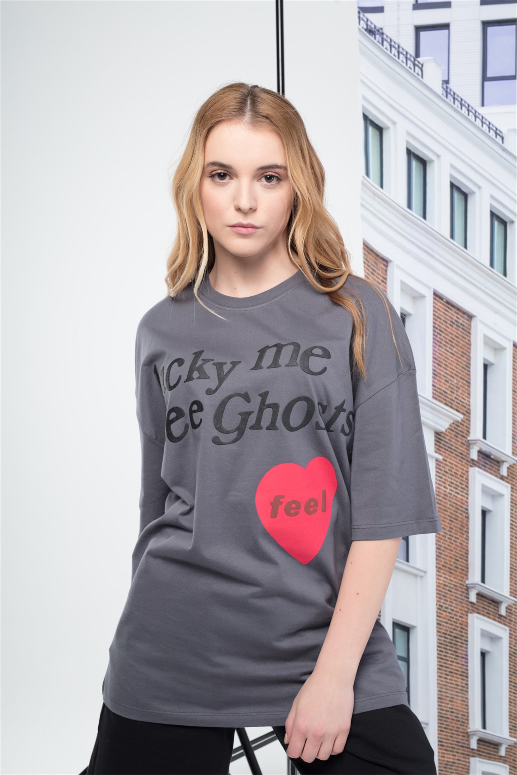 Trendiz Kadın Luckyme Antrasit Tshirt