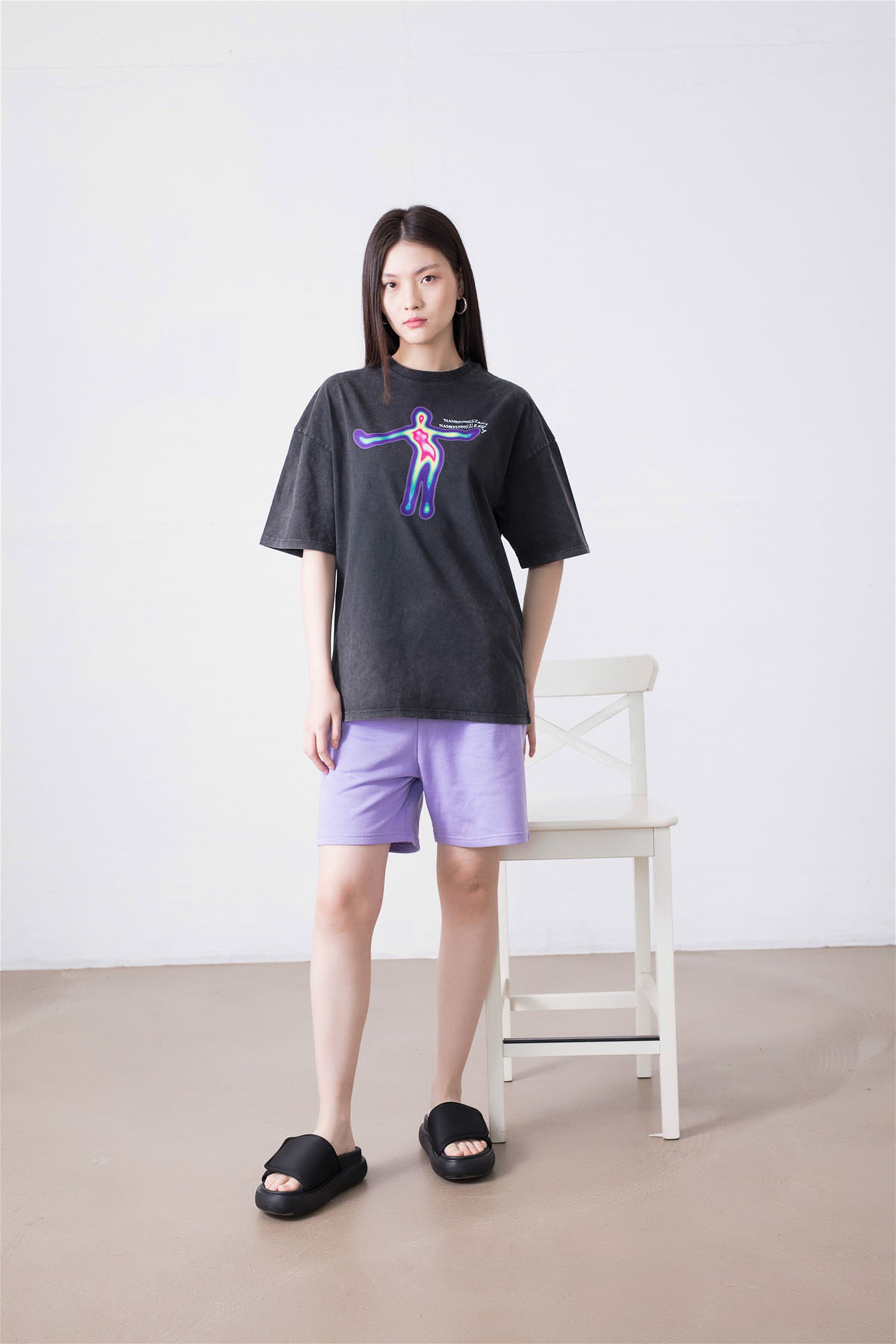 Trendiz Unisex Name Funny Guerila Yıkamalı Antrasit Tshirt