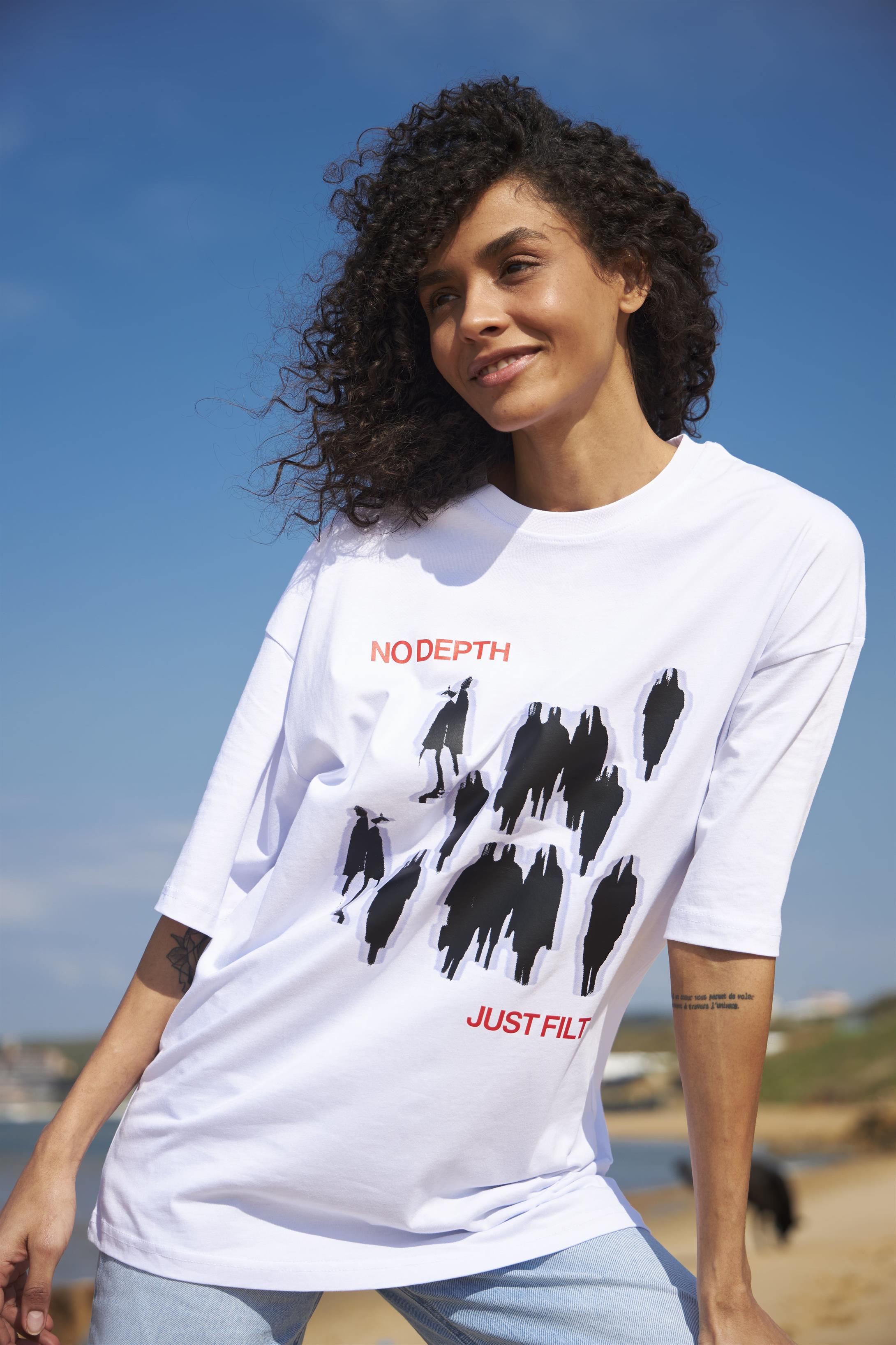 Trendiz Unisex No Depth Beyaz Tshirt