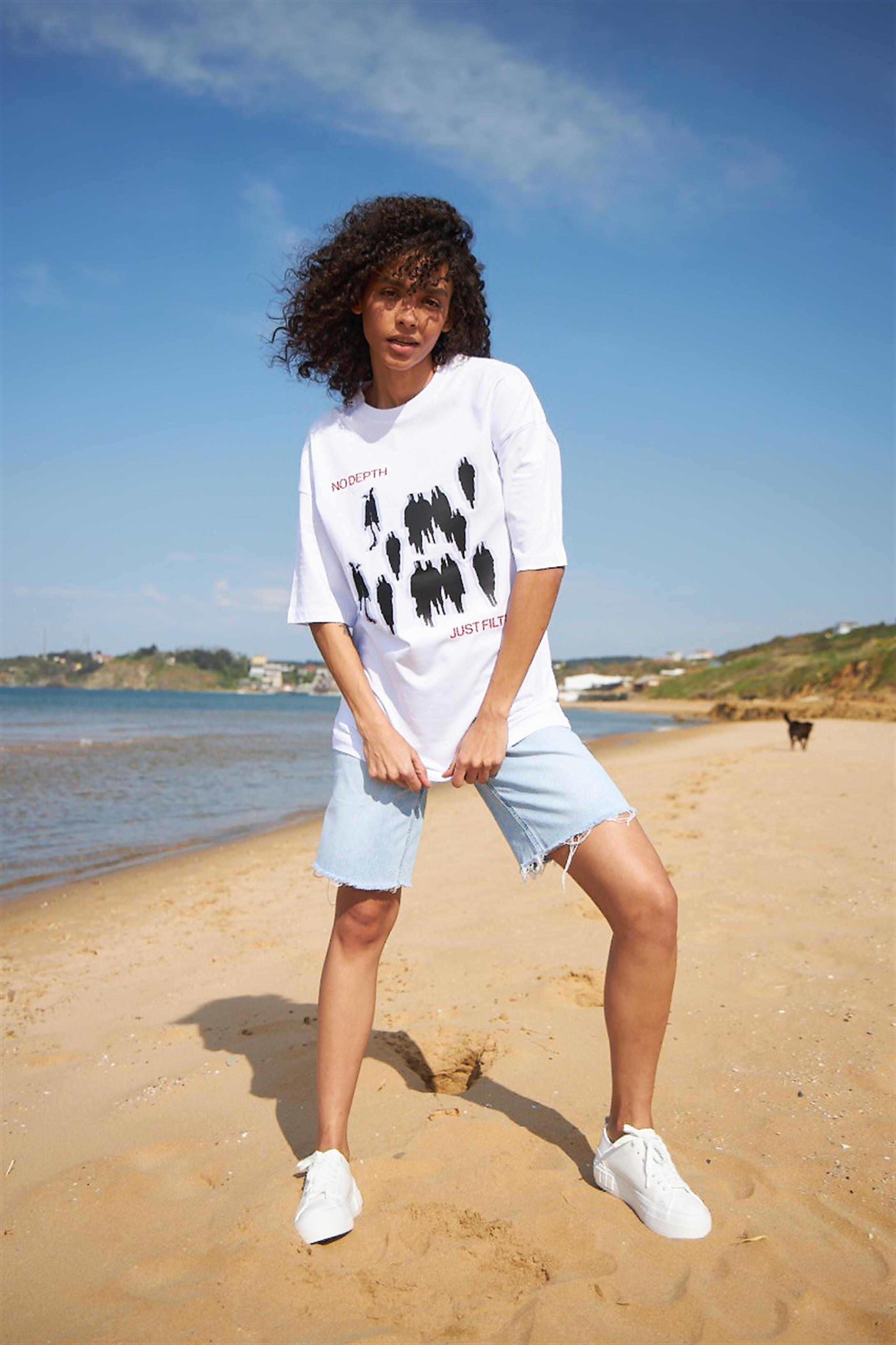 Trendiz Unisex No Depth Beyaz Tshirt