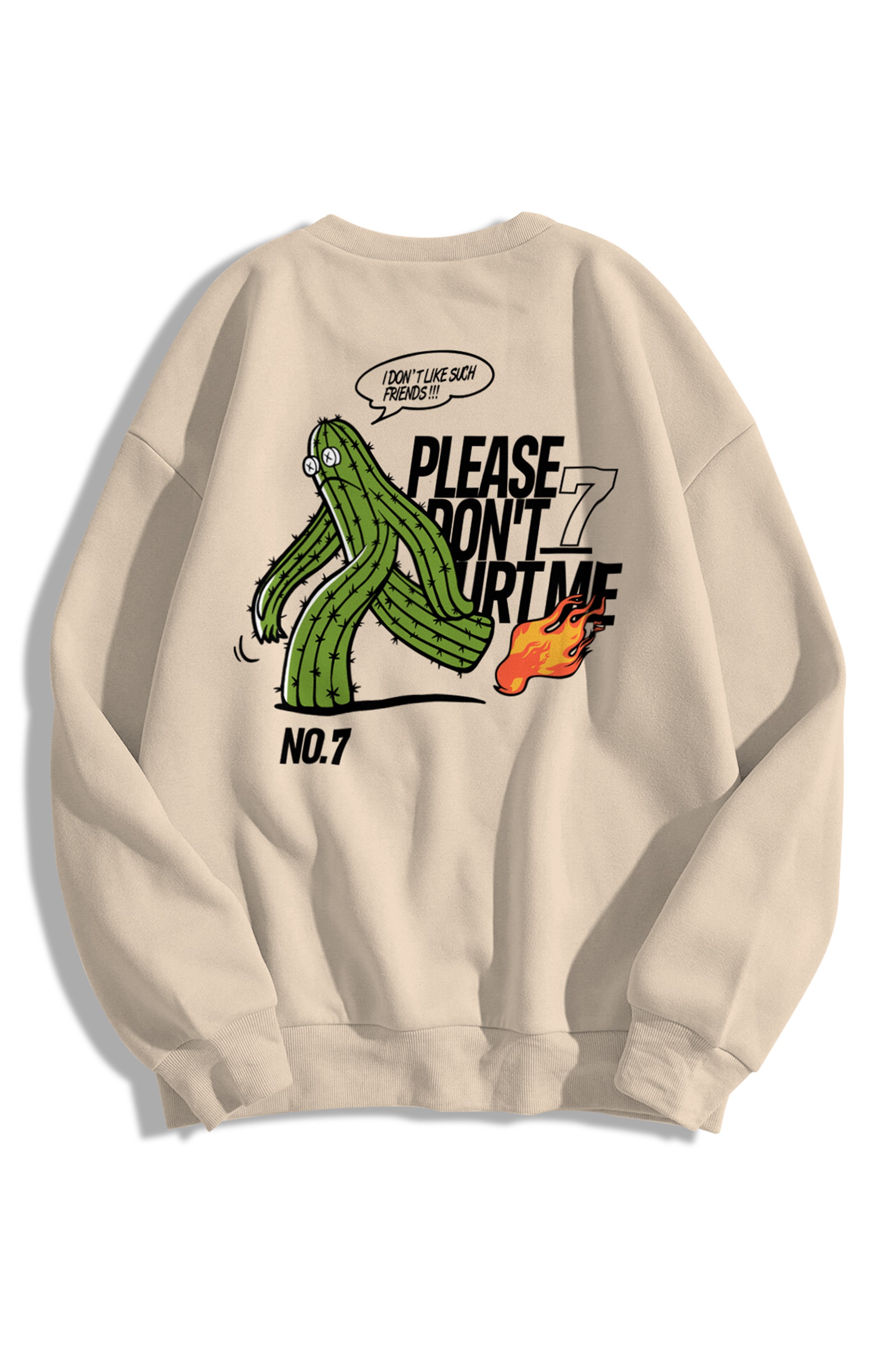 Trendiz Unisex Please Dont Hurt Me Bisiklet Yaka Sweatshirt Hoodie Taş