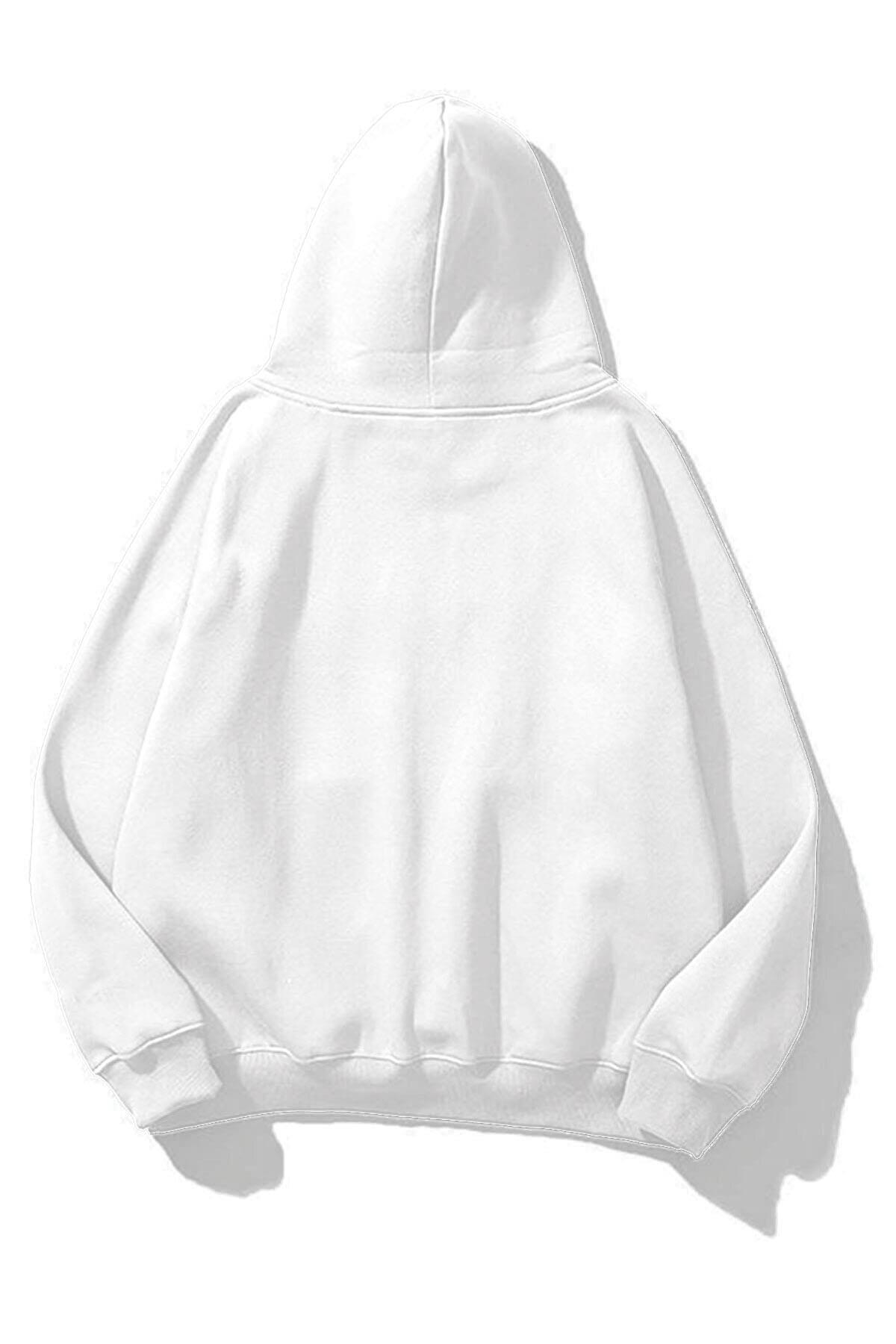 Trendiz Unisex Pockets Empty Sweatshirt Beyaz
