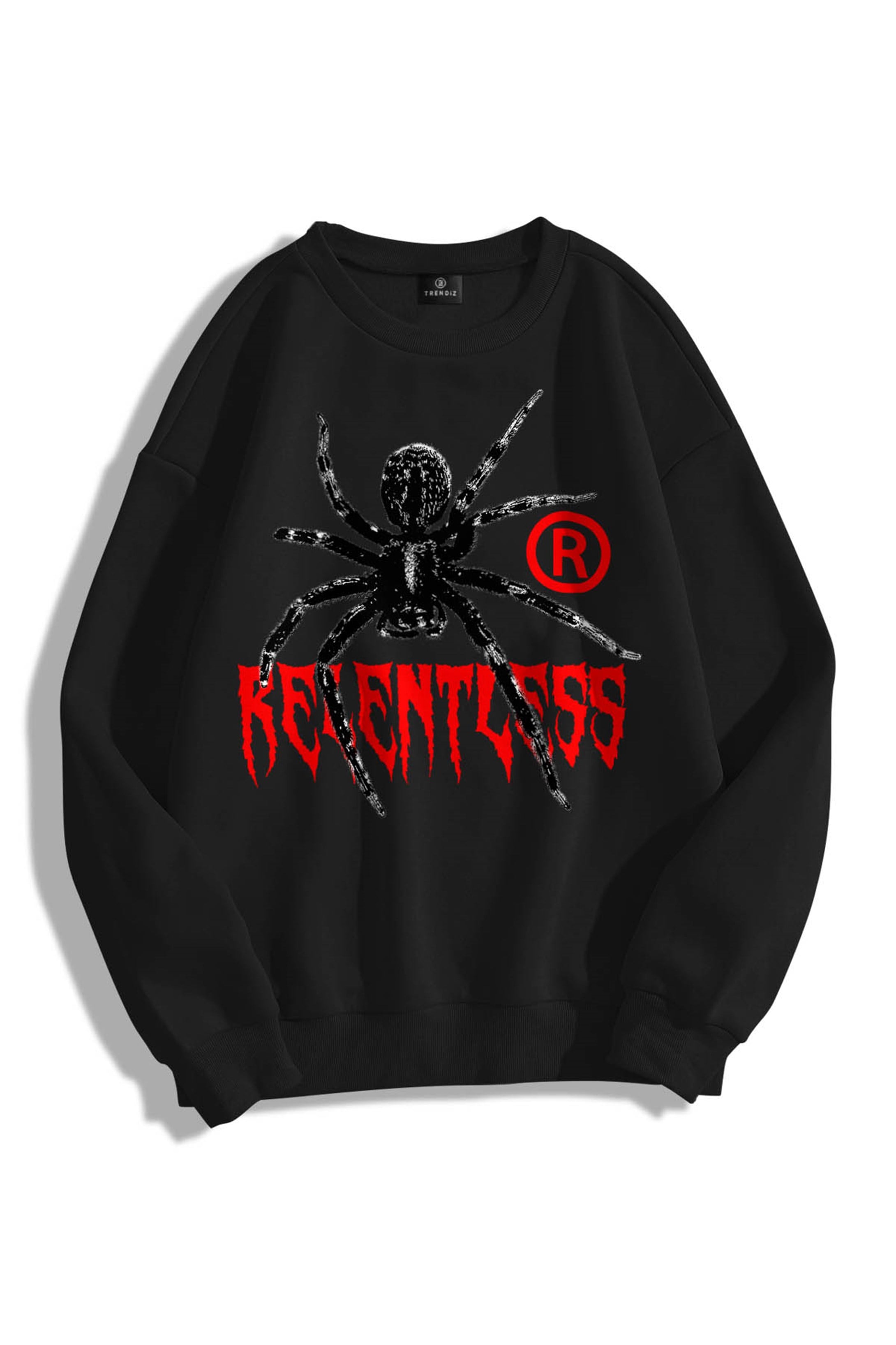 Trendiz Unisex Relentless Bisiklet Yaka Sweatshirt Hoodie Siyah