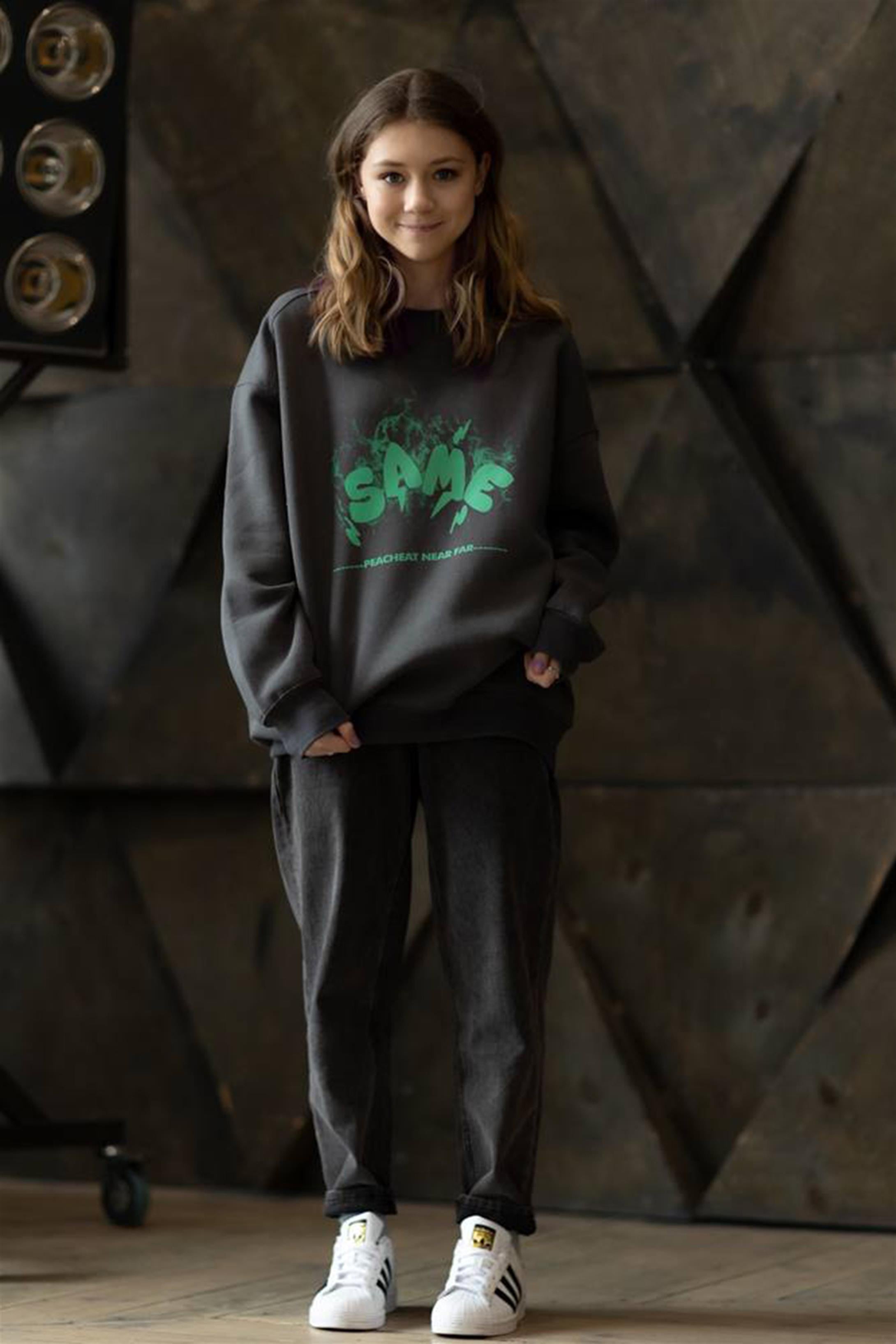 Trendiz Unisex Same Bisiklet Yaka Sweatshirt Hoodie