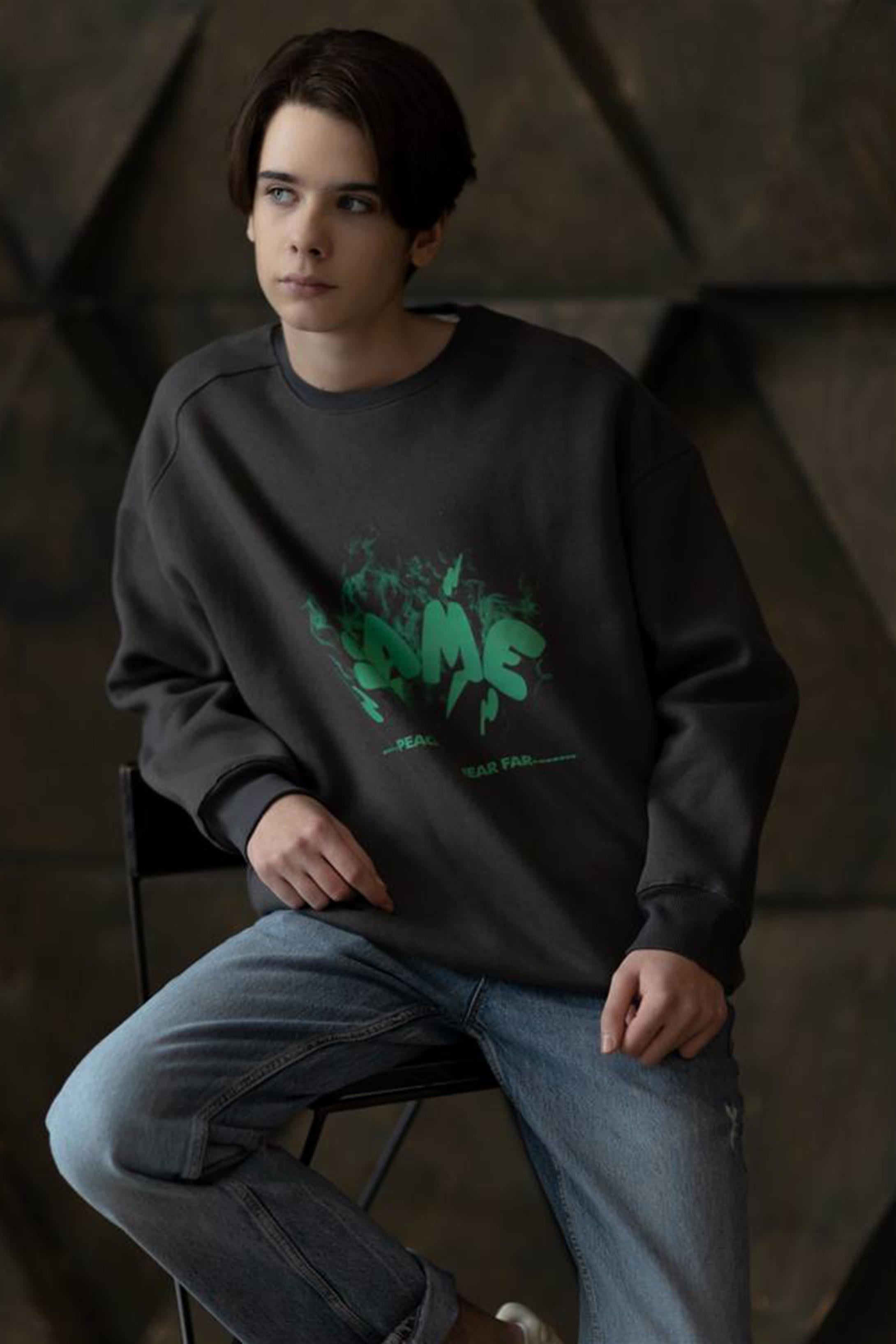 Trendiz Unisex Same Bisiklet Yaka Sweatshirt Hoodie