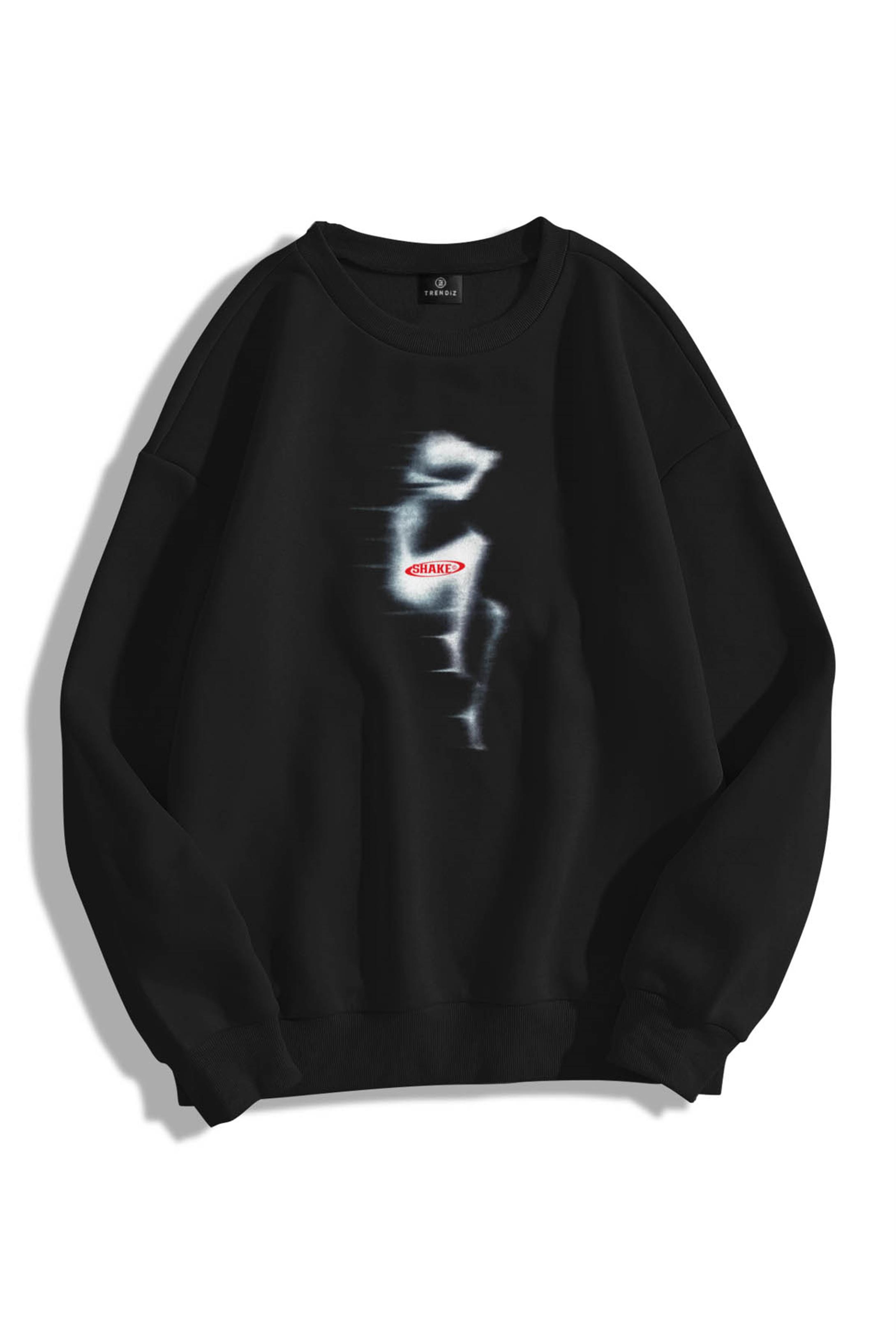 Trendiz Unisex Shake by Bisiklet Yaka Sweatshirt Hoodie Siyah