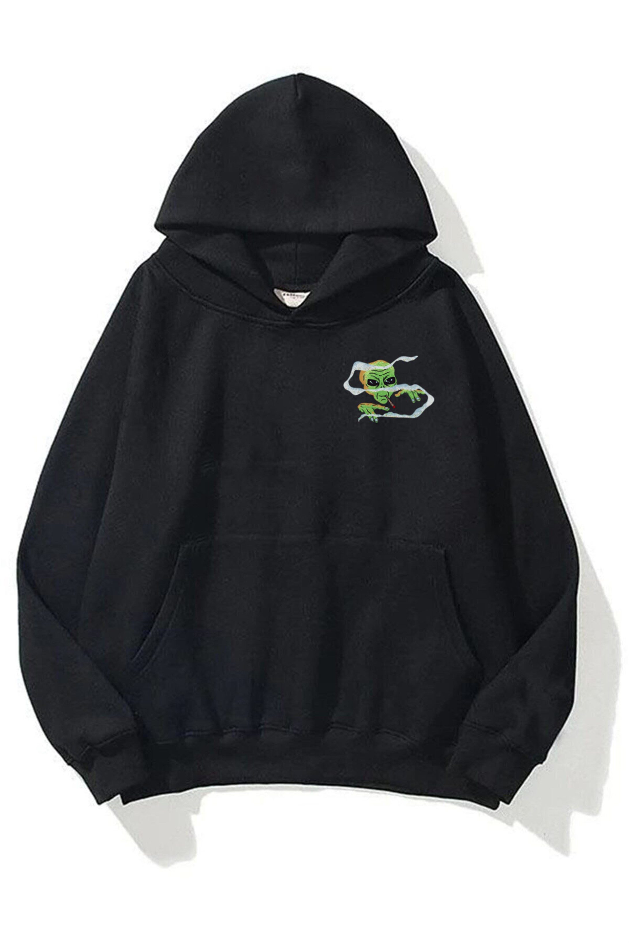 Trendiz Unisex Smoking Alien Sweatshirt Hoodie Siyah
