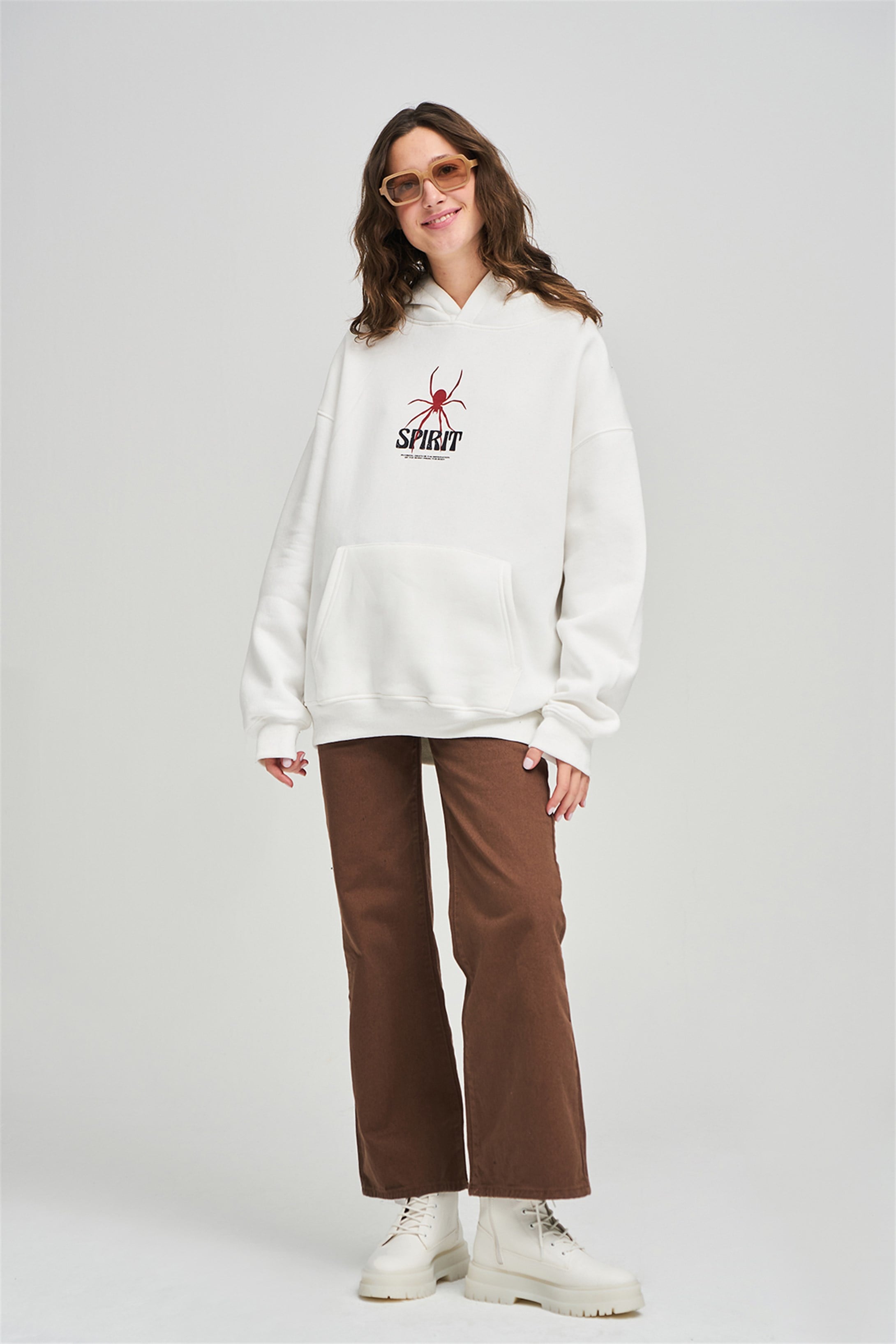 Trendiz Unisex Spirit Sweatshirt Hoodie Beyaz
