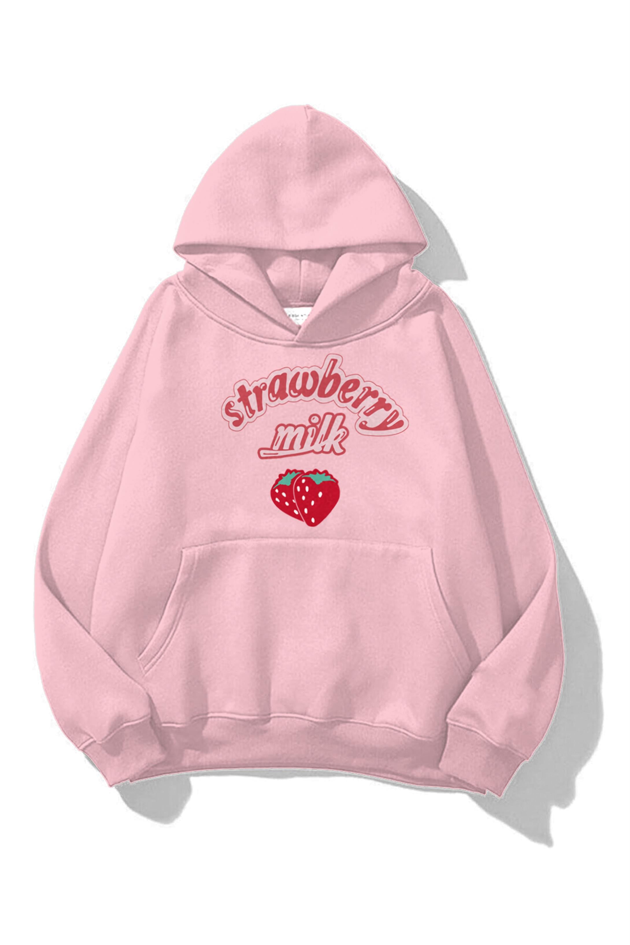 Trendiz Unisex Strawberry Milk Sweatshirt Hoodie Pembe