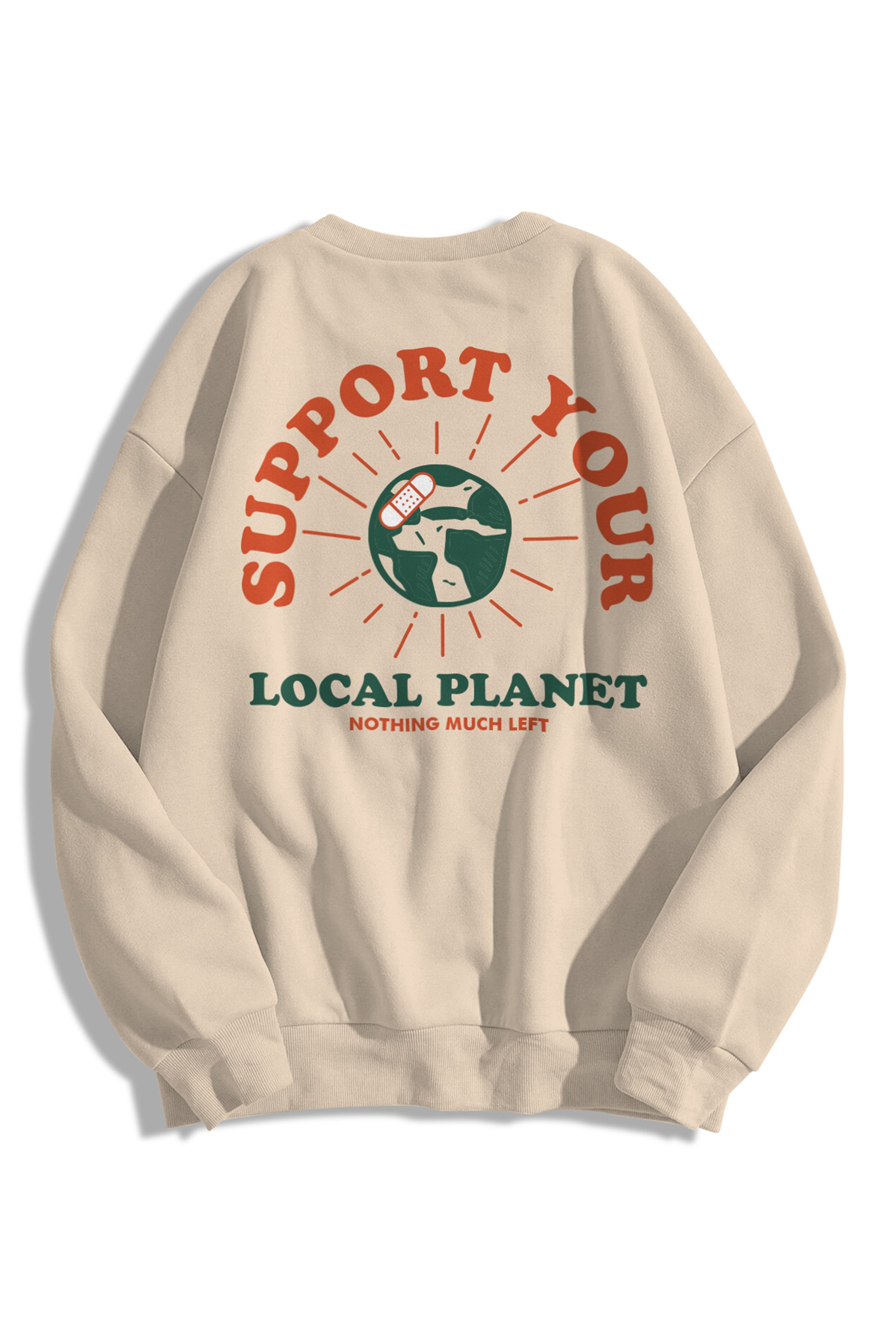Trendiz Unisex Support Your Planet Bisiklet Yaka Sweatshirt Hoodie Taş