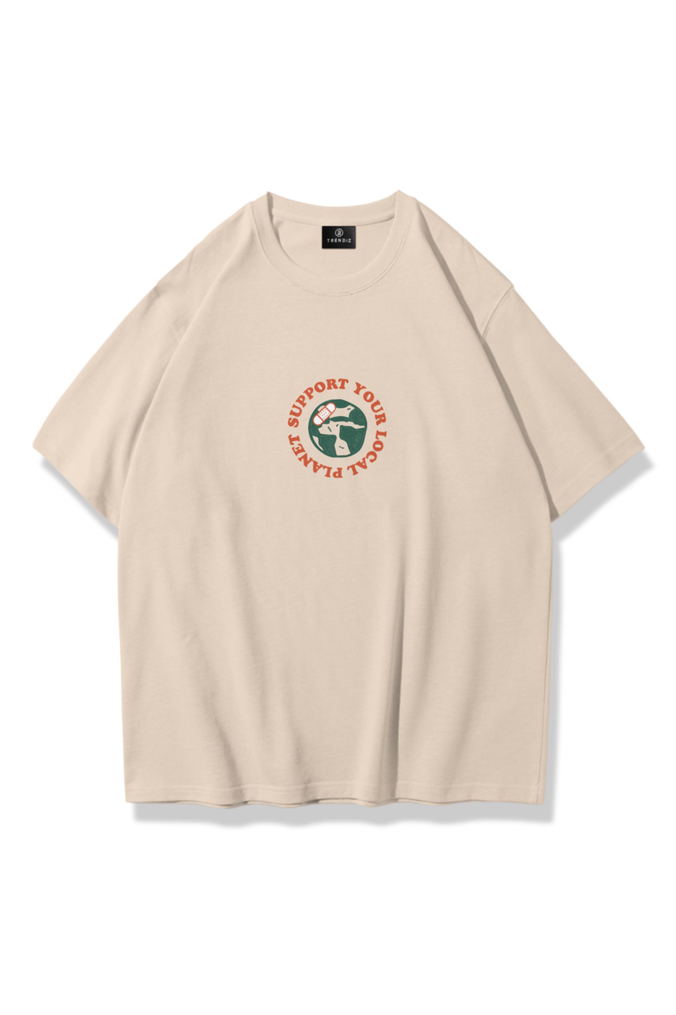 Trendiz Unisex Support Your Planet Tshirt Taş