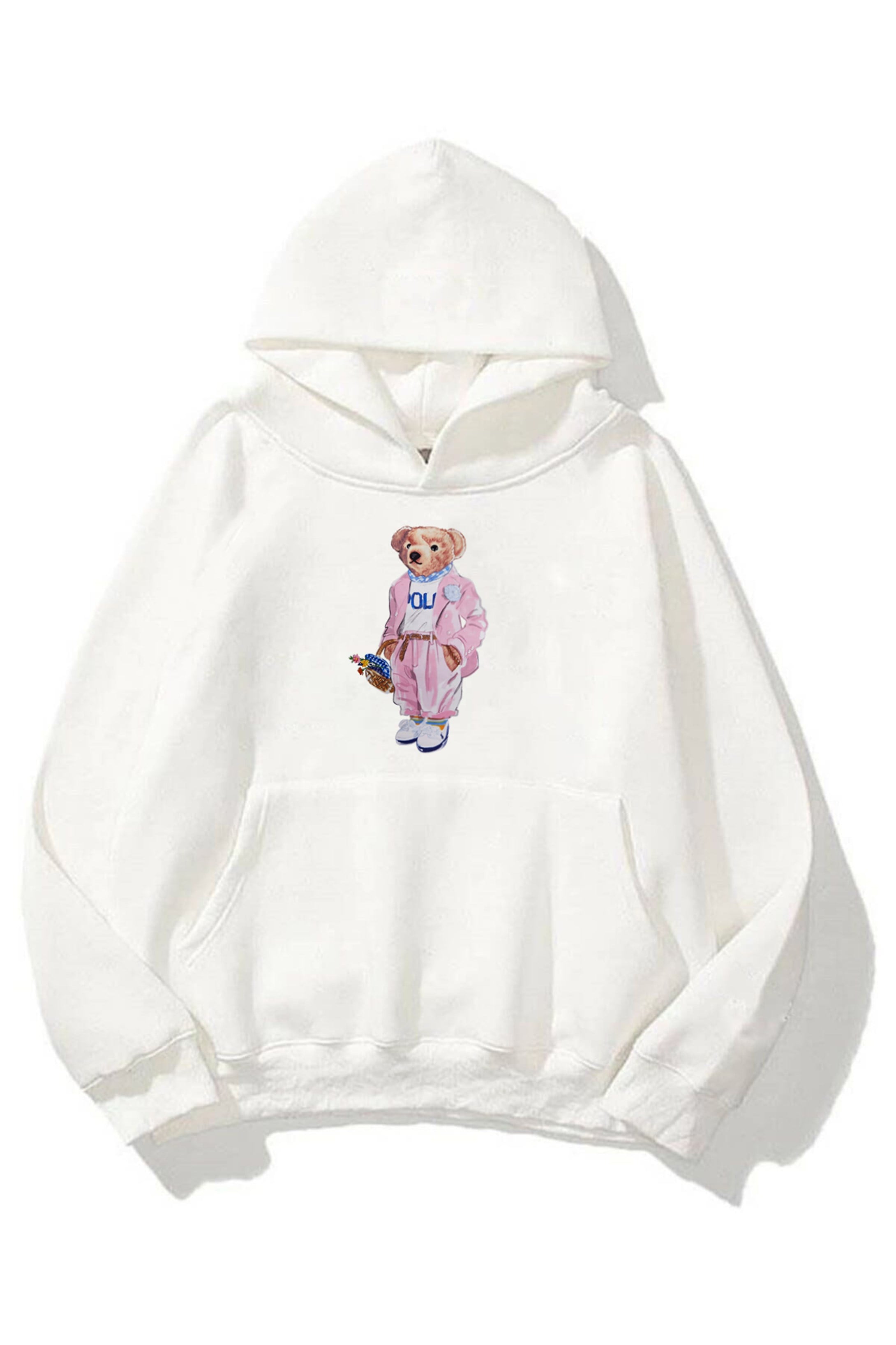 Trendiz Unisex Teddy Beyaz Sweatshirt Hoodie