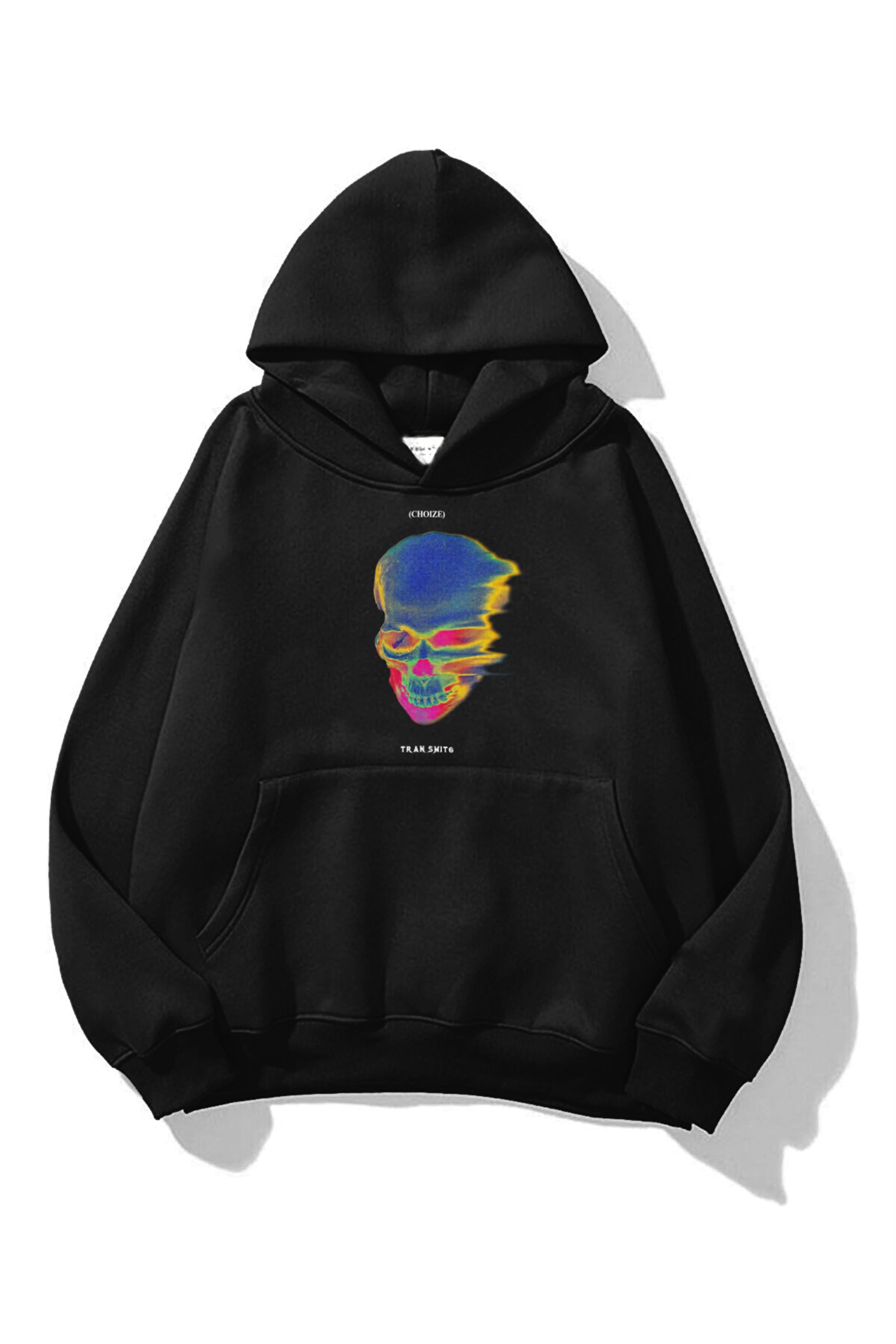 Trendiz Unisex Thermal Skull Sweatshirt Hoodie Siyah