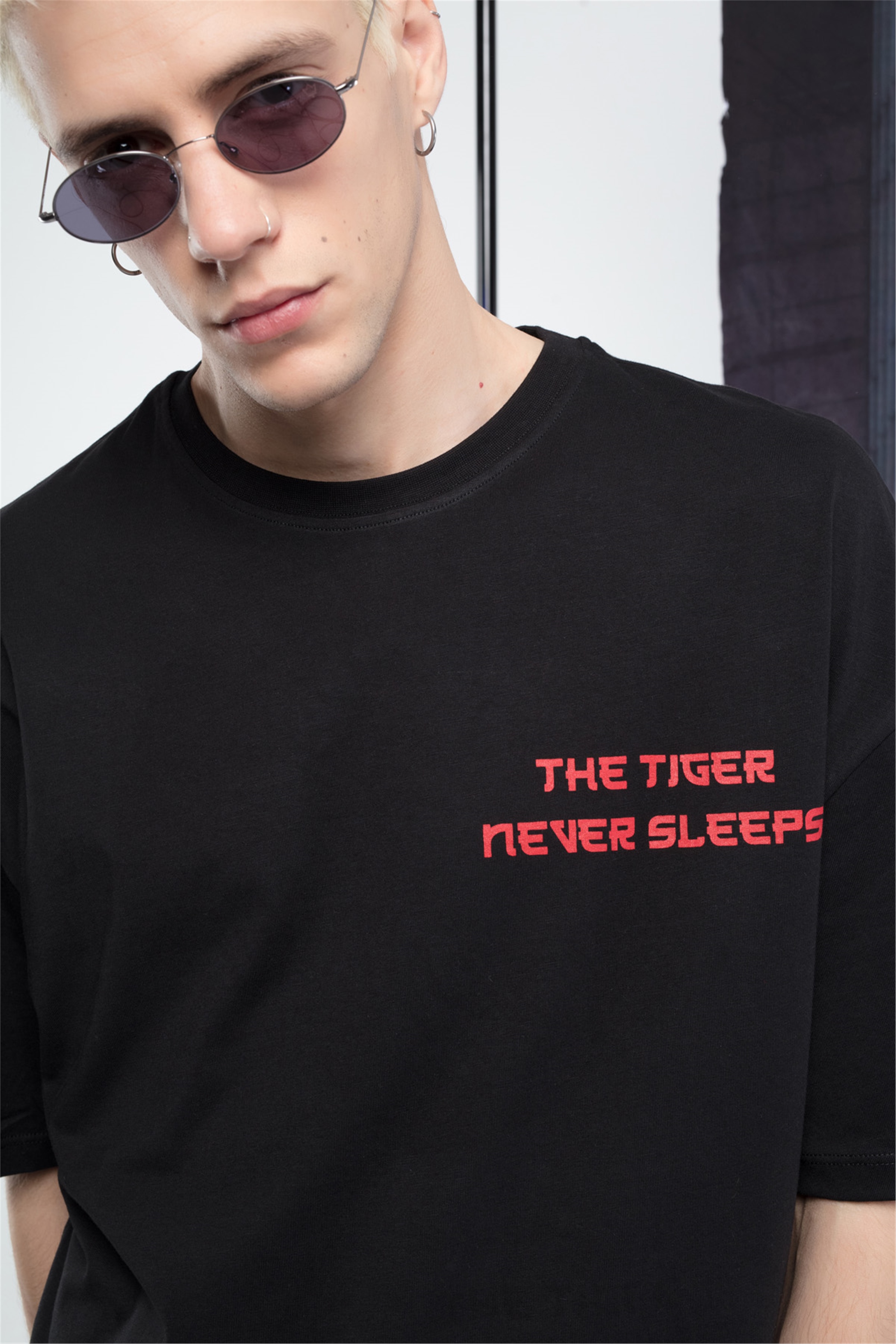 Trendiz Erkek Tiger Tshirt  Siyah