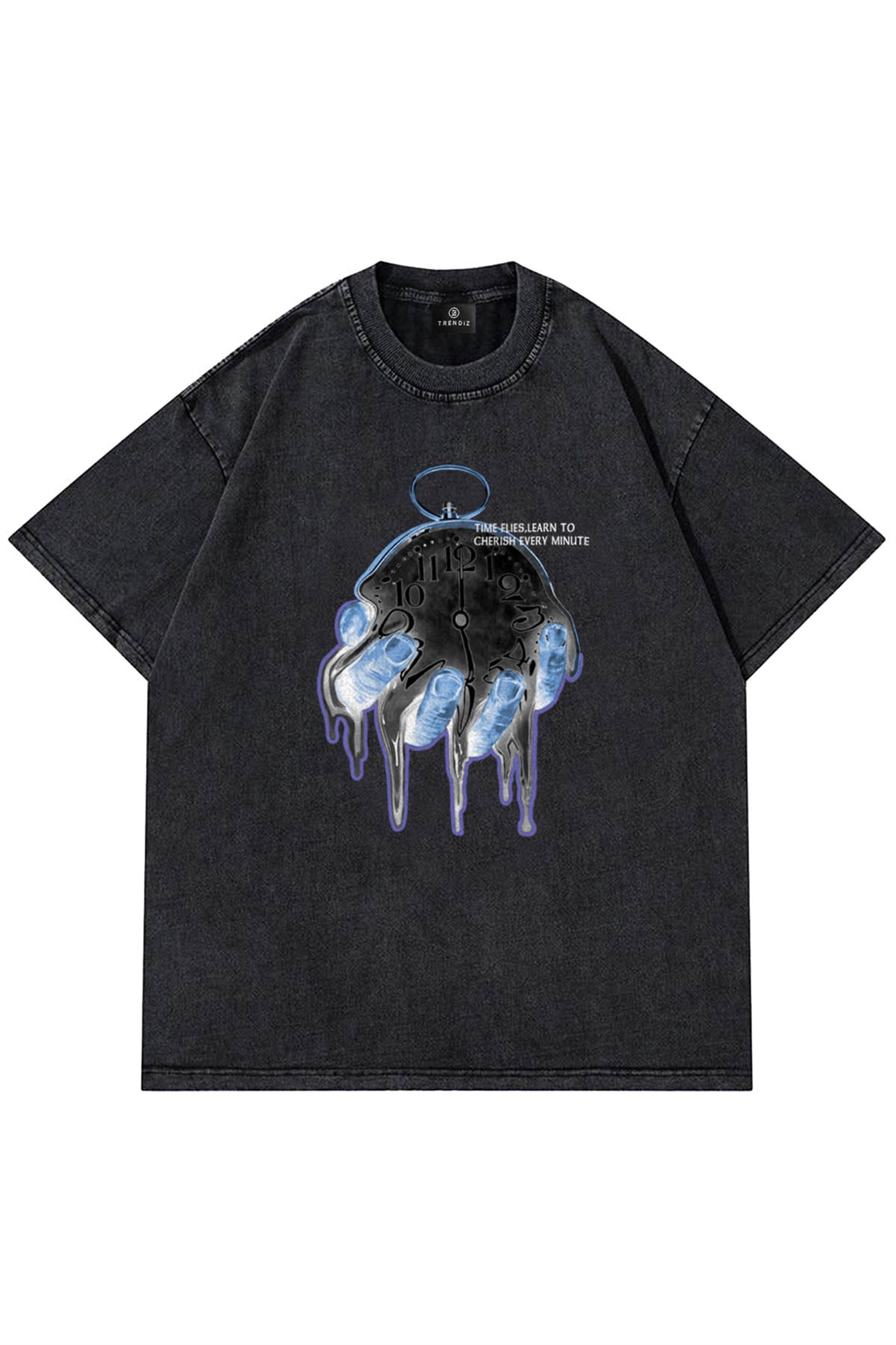 Trendiz Unisex Time Flies Yıkamalı Tshirt