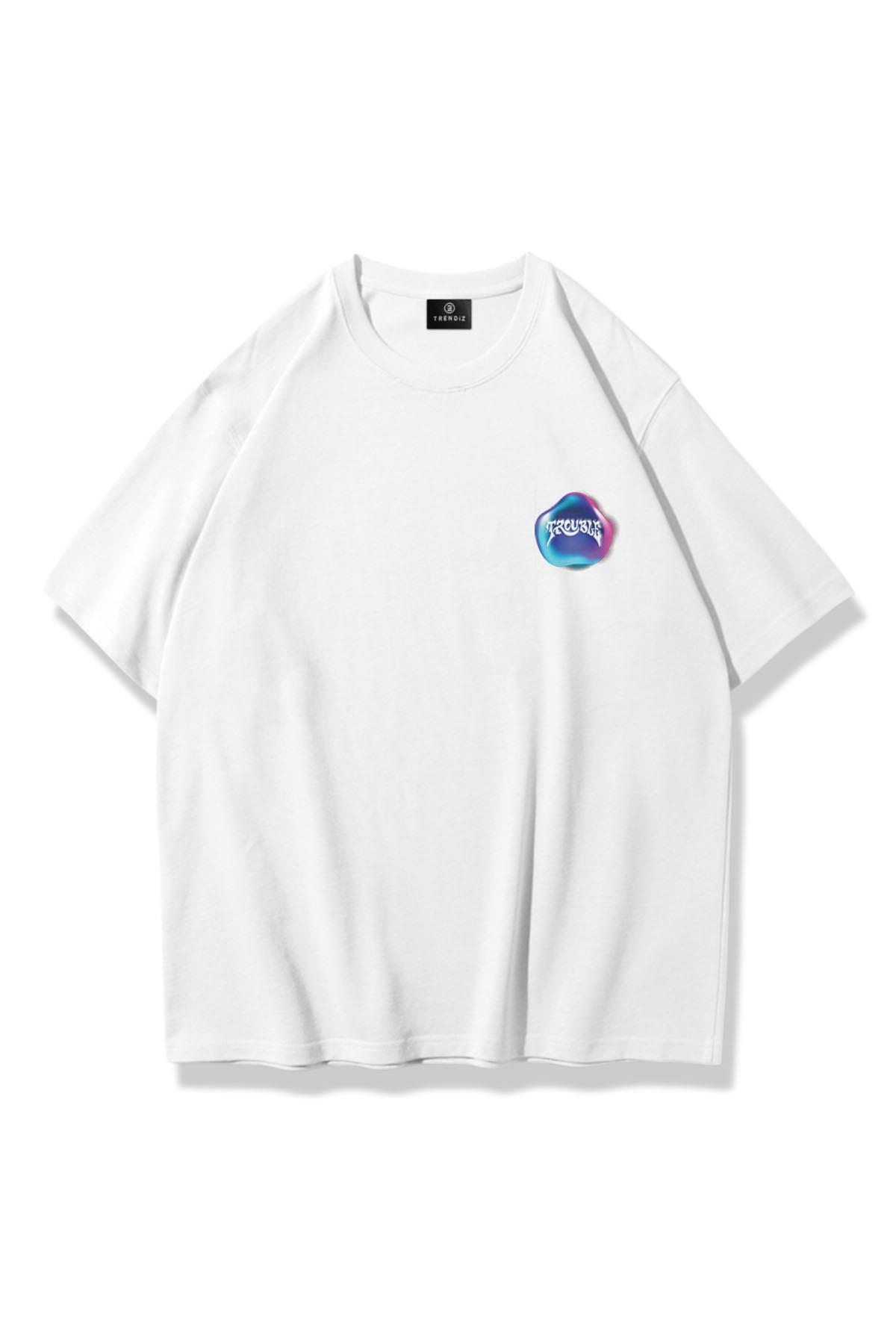 Trendiz Unisex Trouble Tshirt Beyaz