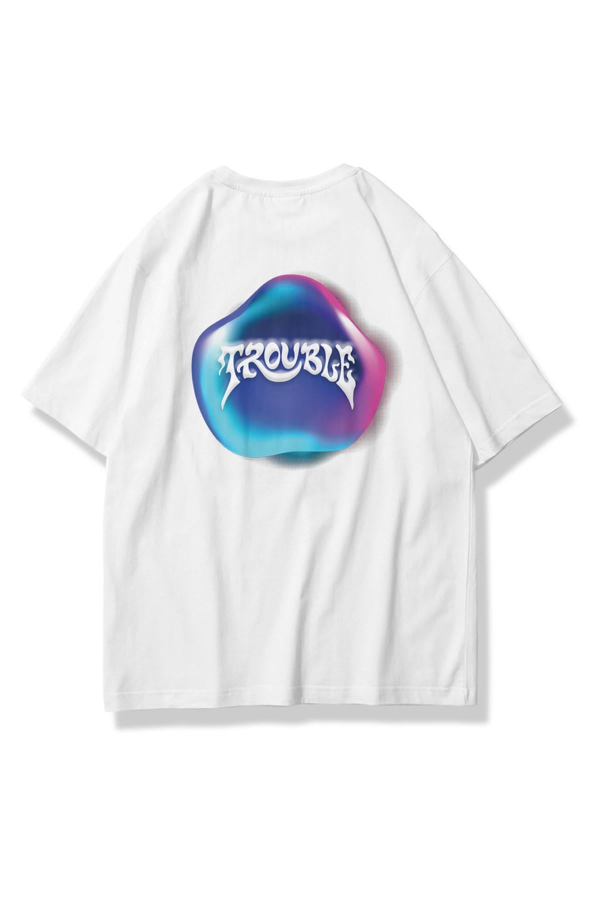 Trendiz Unisex Trouble Tshirt Beyaz