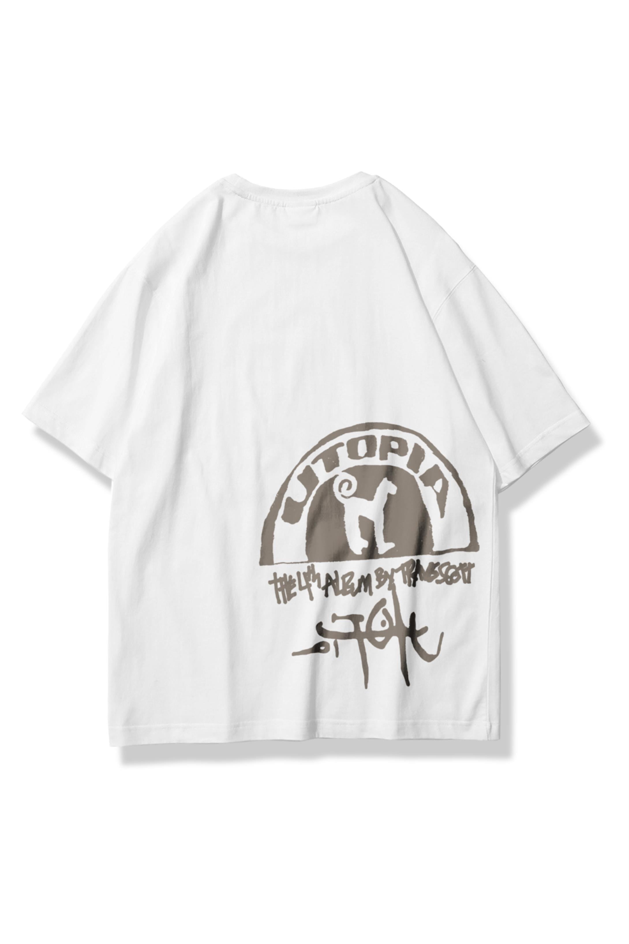 Trendiz Unisex Utopia 4th Album Travis Scott Tshirt Beyaz