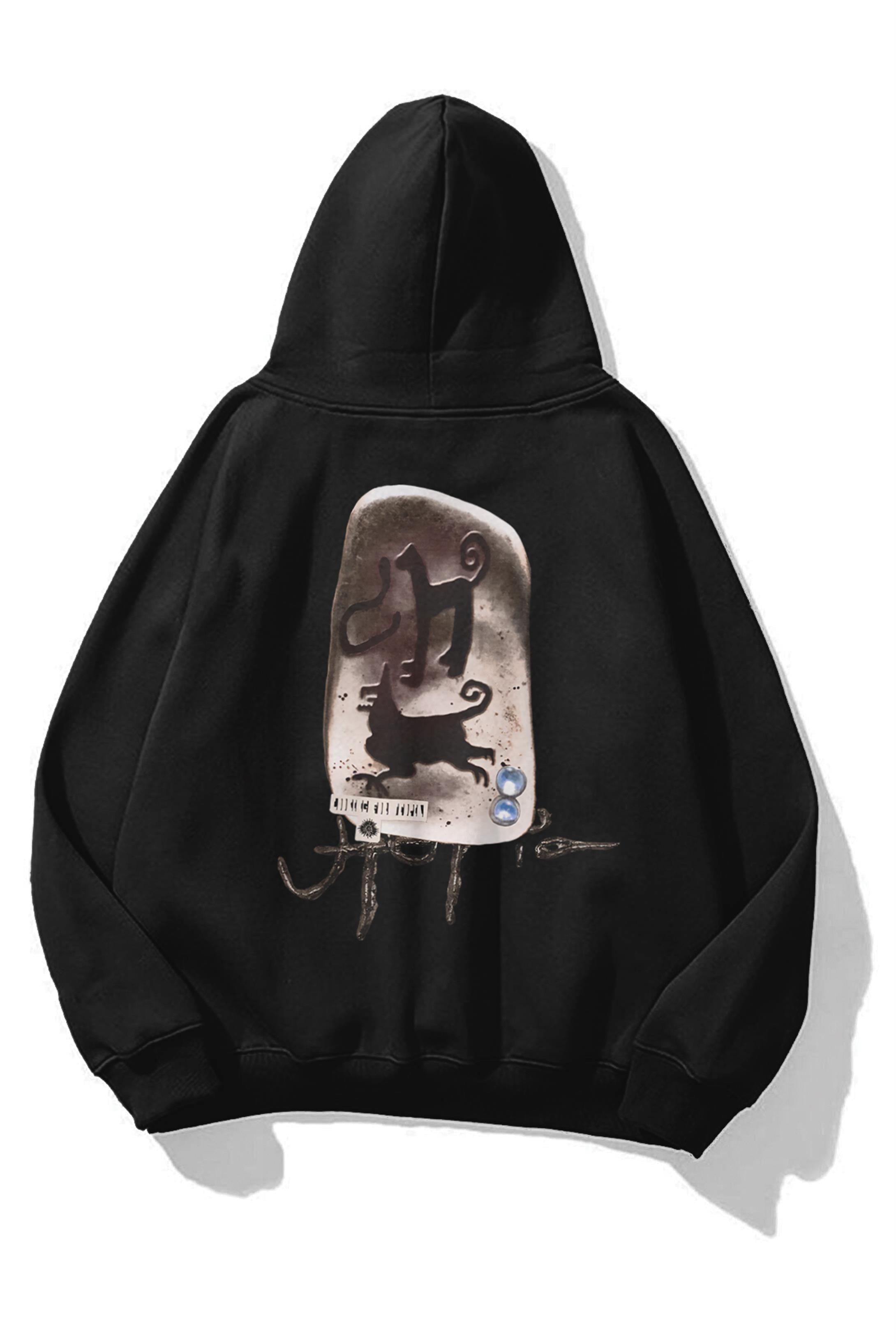 Trendiz Unisex Utopia Ancient Inscriptions Travis Scott Sweatshirt Hoodie Siyah