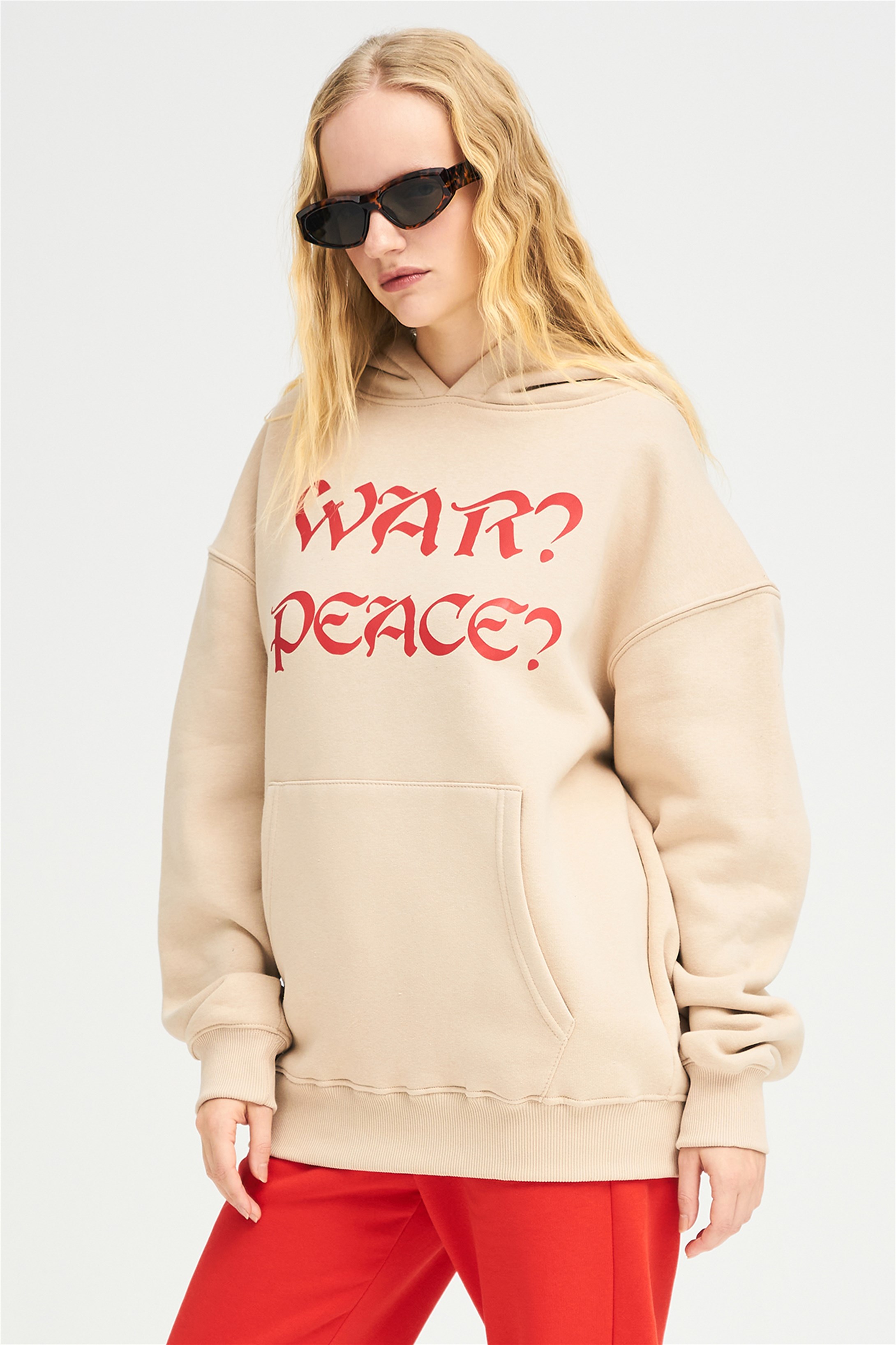 Trendiz Unisex War Peace Sweatshirt Hoodie Taş