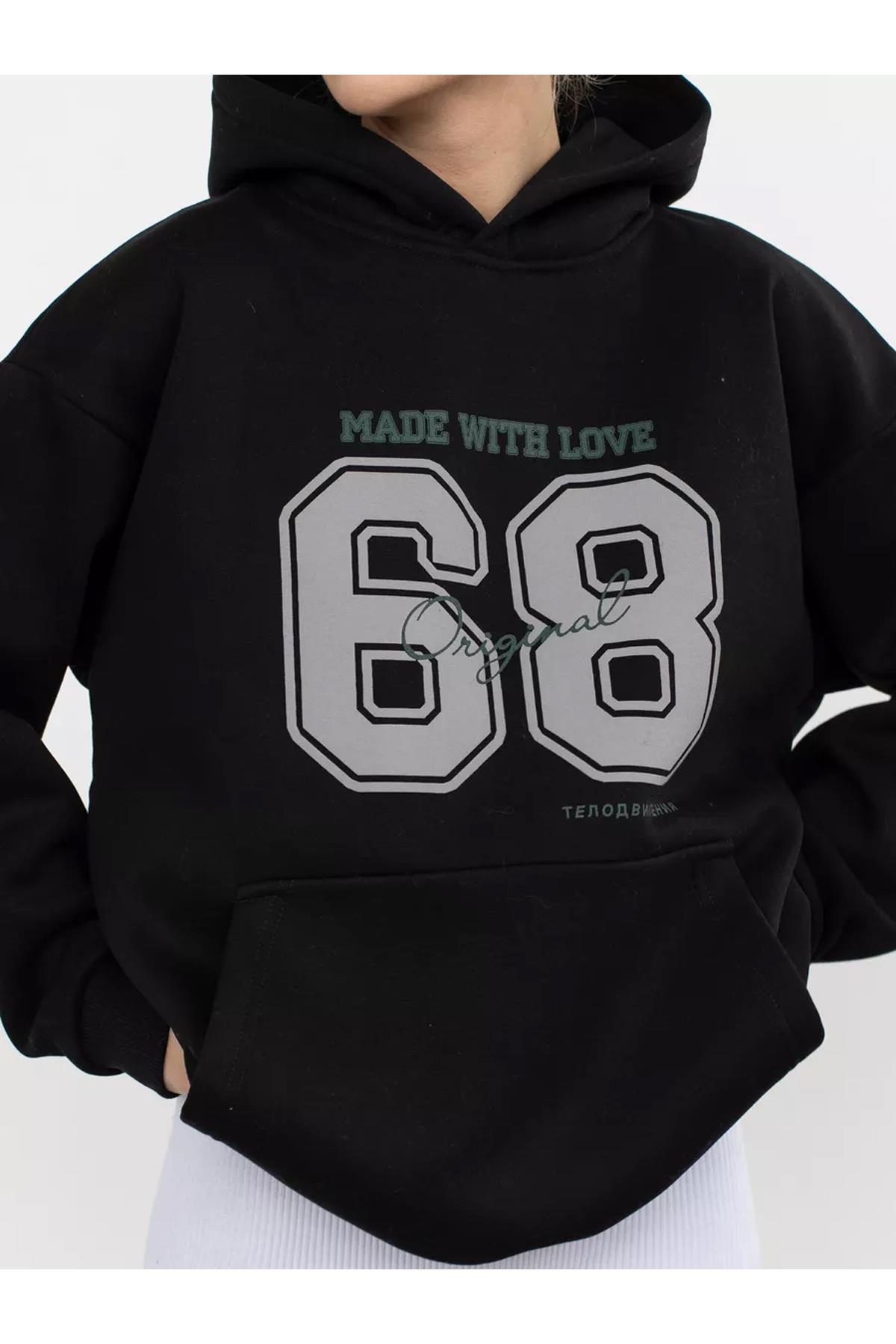 Unisex 68 Made with Love Sweatshirt Siyah