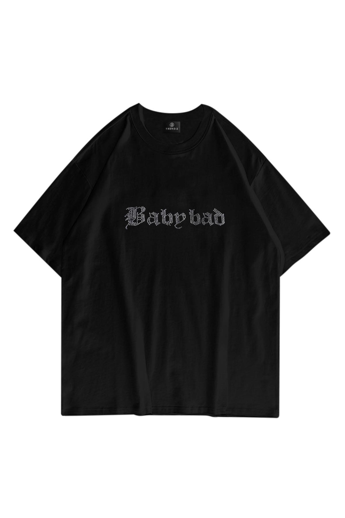 Unisex Baby Bad Taş Baskılı Tshirt Siyah