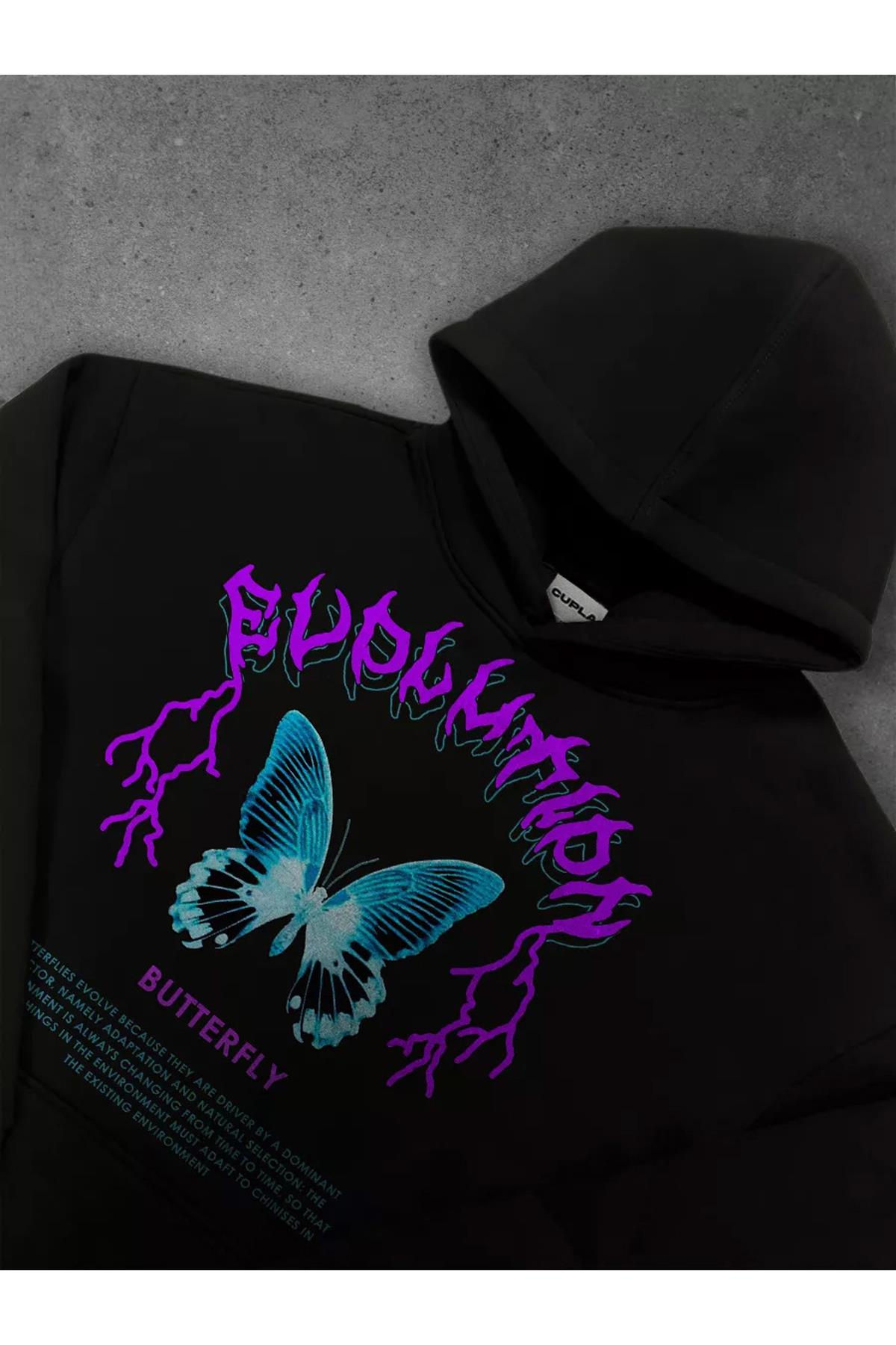 Unisex Butterfly Sweatshirt Siyah