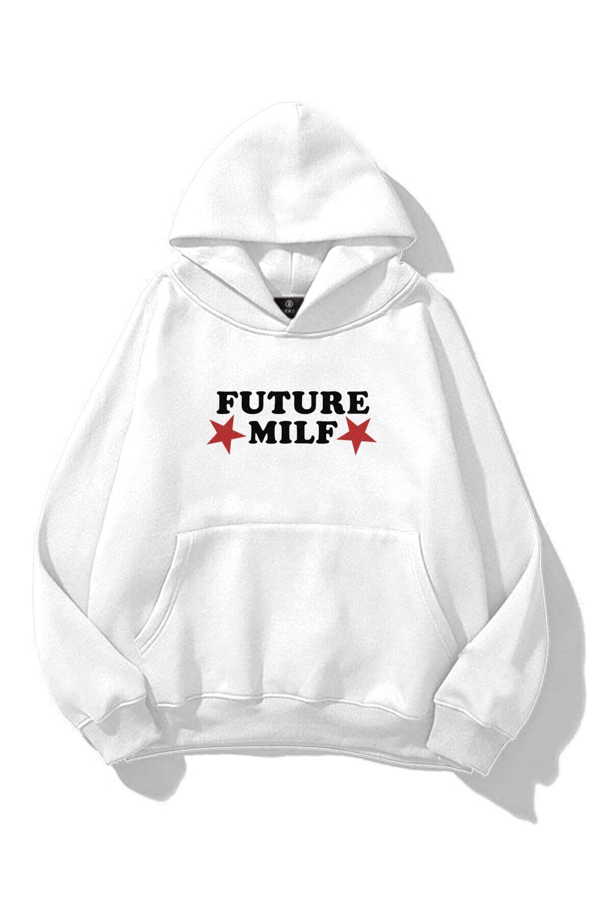 Unisex Future Milf Sweatshirt Beyaz
